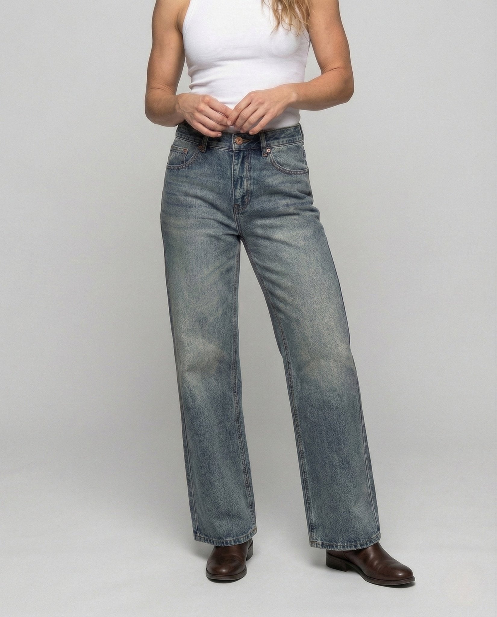 Women's High Waist Jeans Wide - Chichicherry