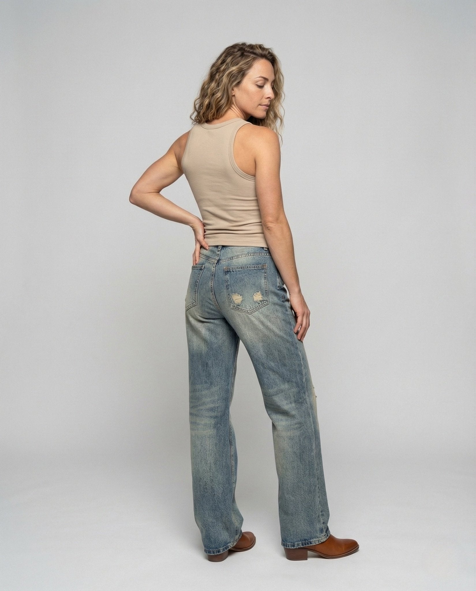 Women's High Waist Jeans Wide - Chichicherry