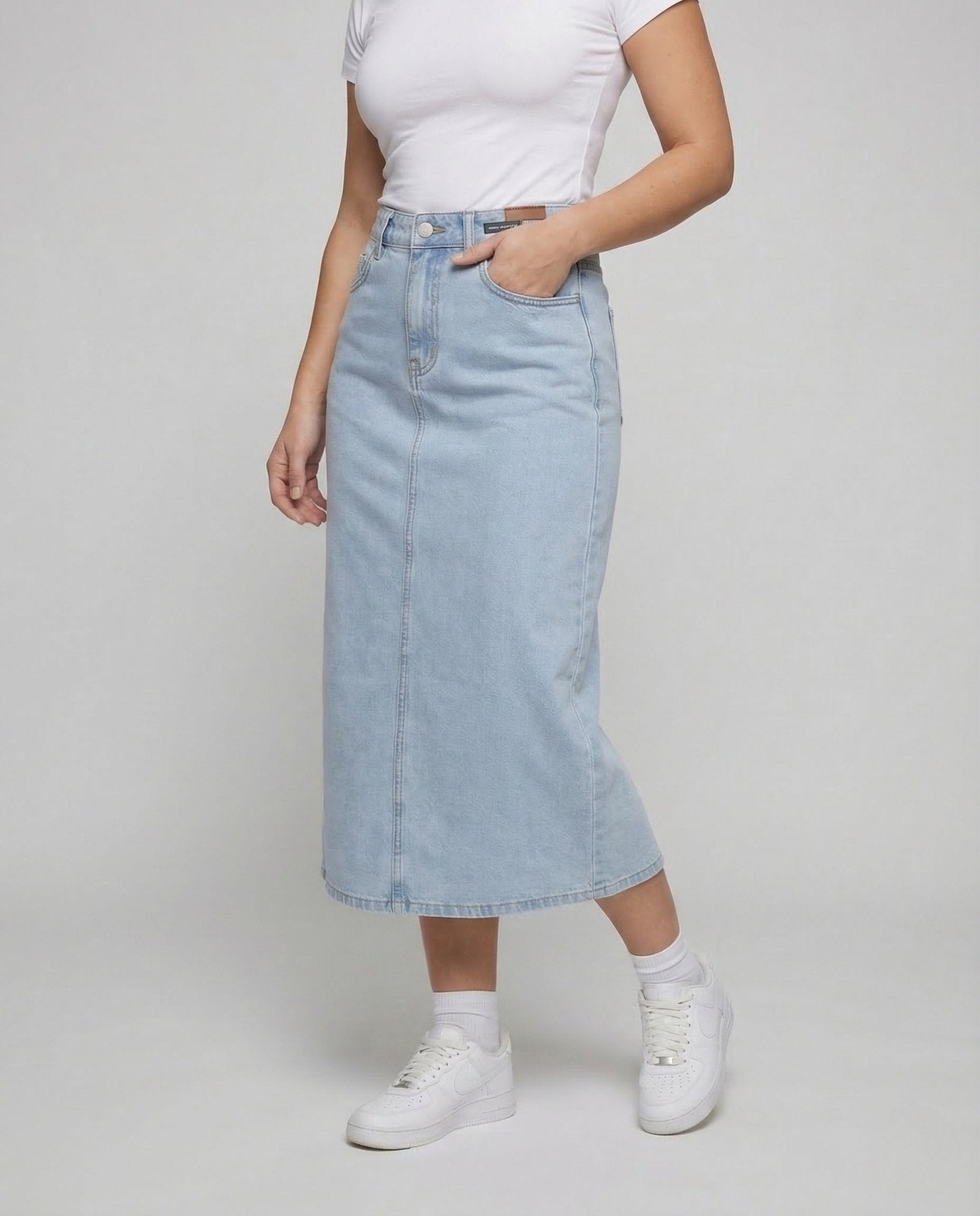 Women's Jeans Midi Skirt Slit - Chichicherry