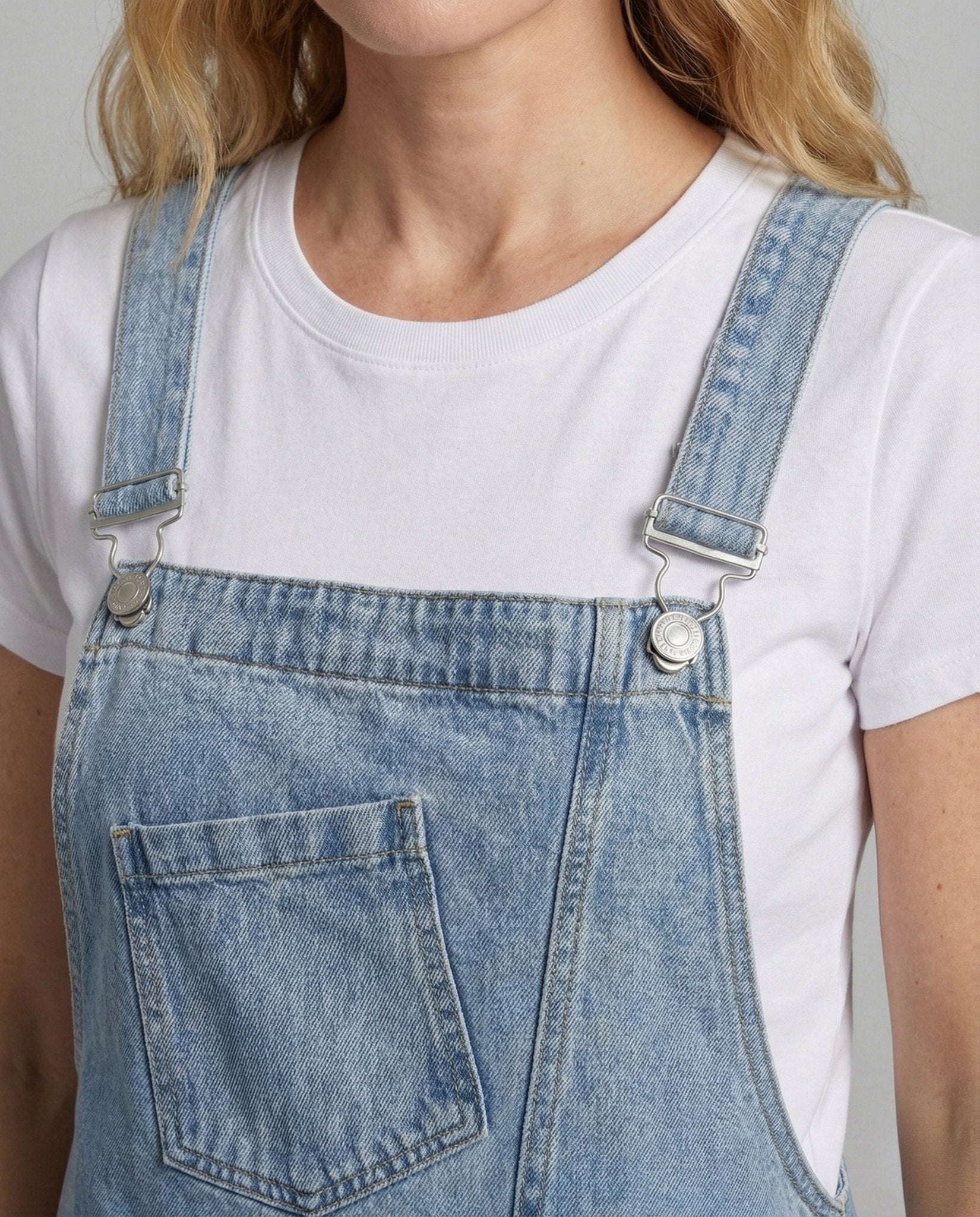 Women's Jeans Overall Dress with Chest Pocket - Chichicherry