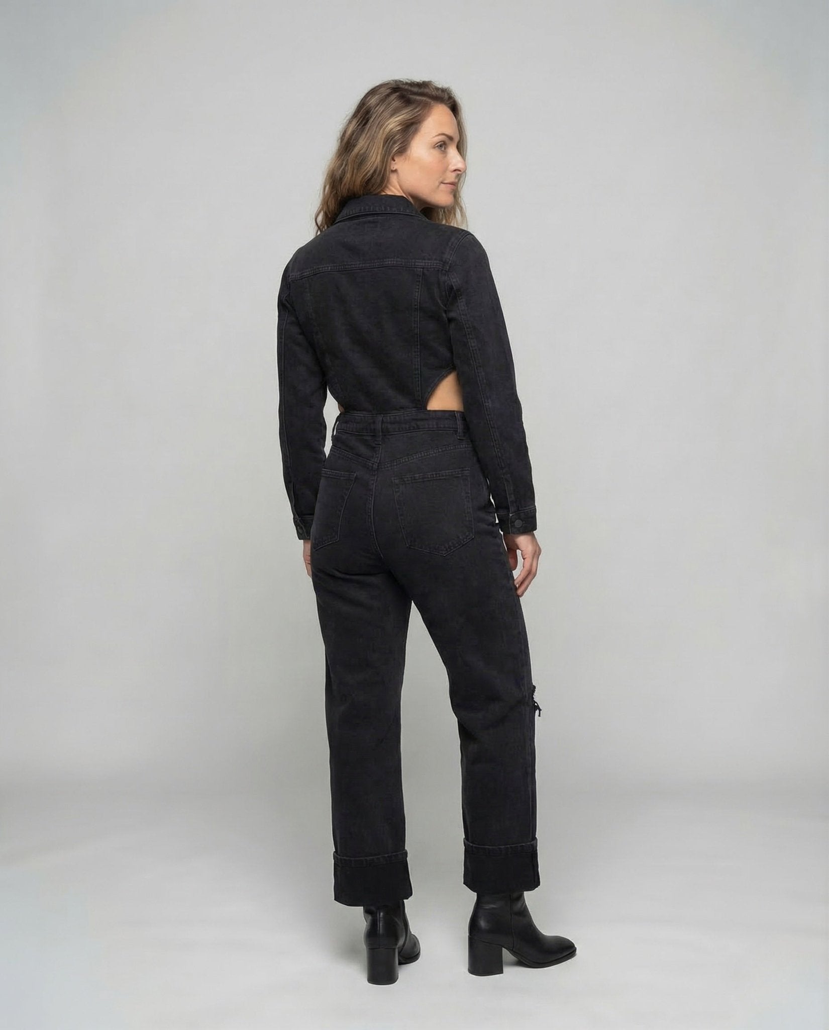 Women's Jeans Set Short Jacket Wide Pants - Chichicherry