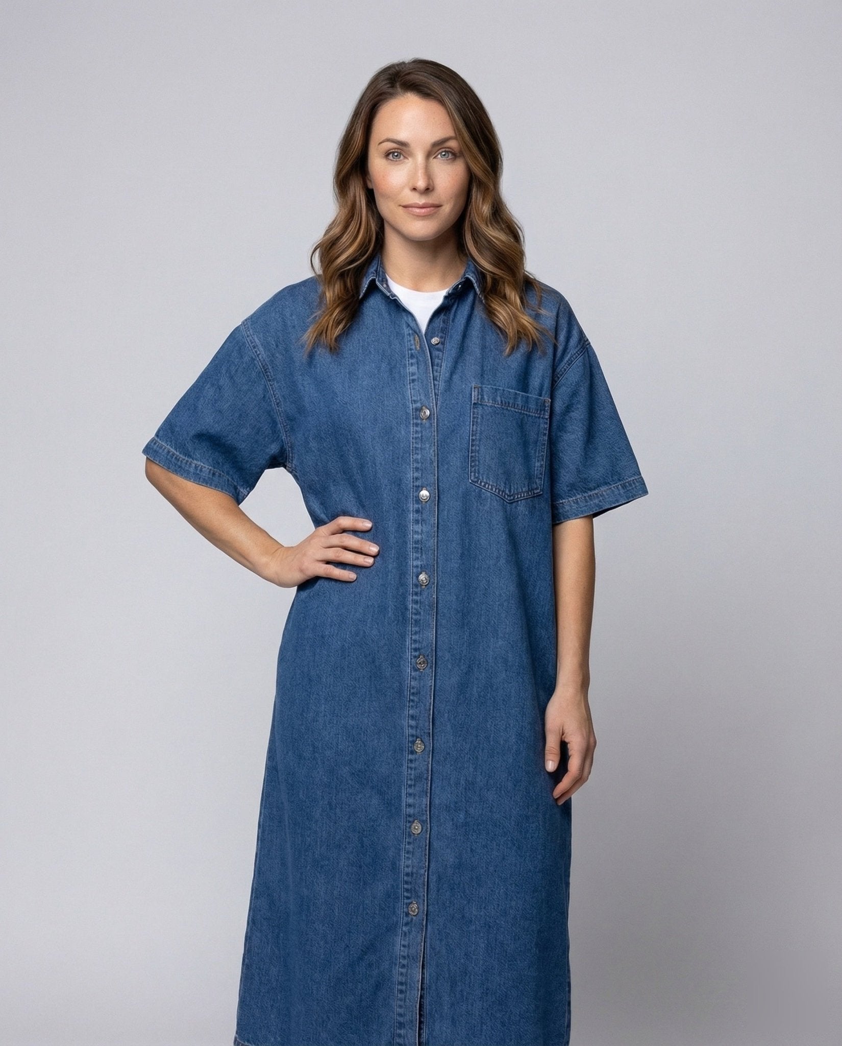 Women's Jeans Shirt Dress Oversize - Chichicherry