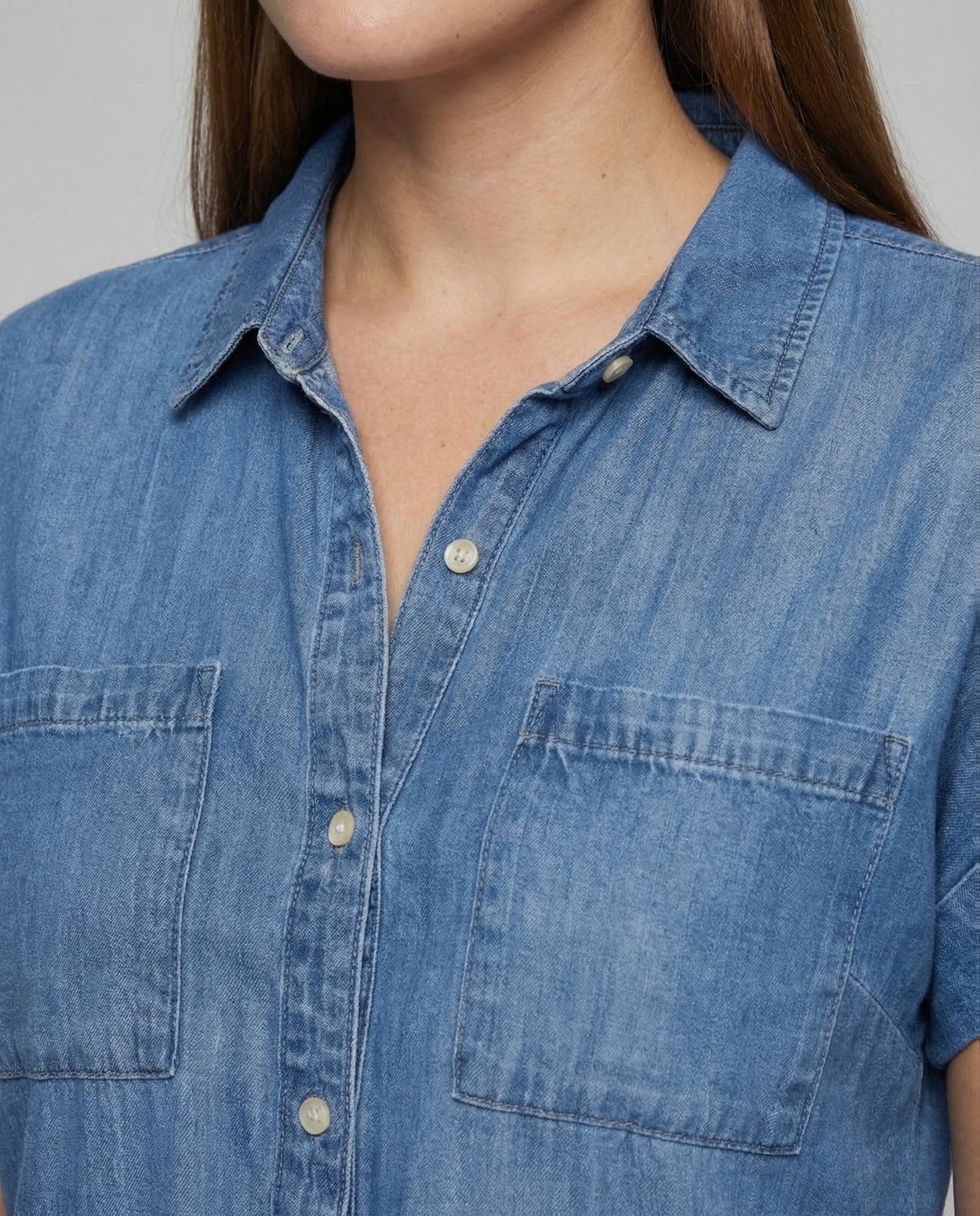 Women's jeans shirt dress pockets - Chichicherry