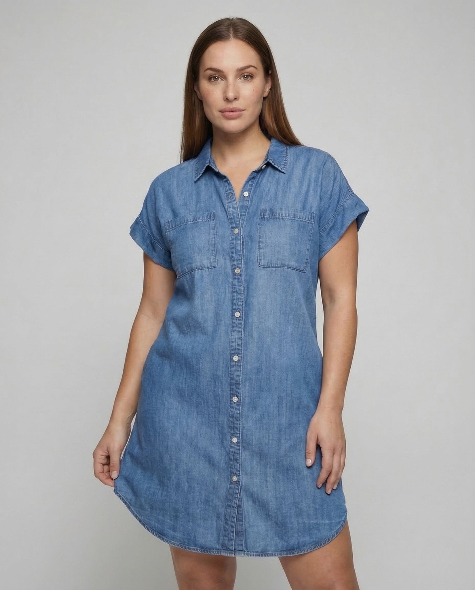Women's jeans shirt dress pockets - Chichicherry