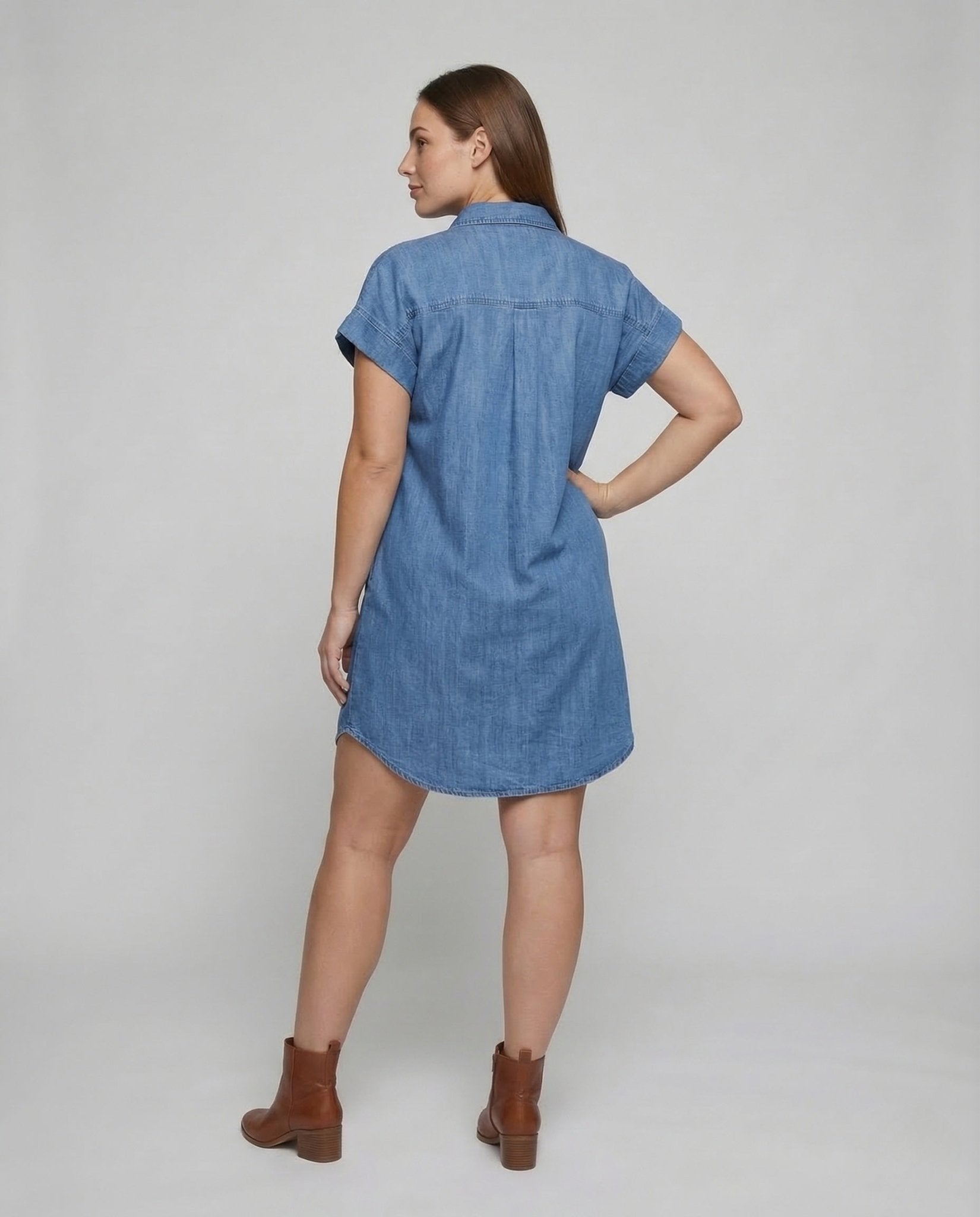 Women's jeans shirt dress pockets - Chichicherry