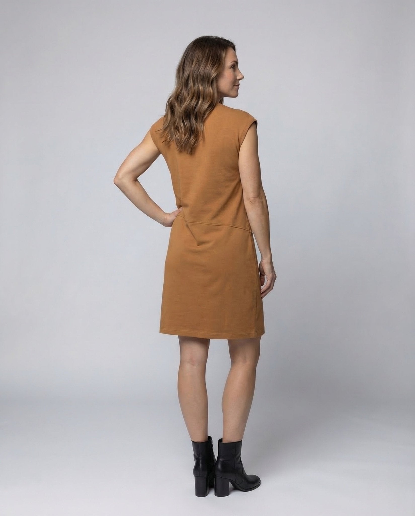 Women's Jersey Midi Dress Asymmetrical Seam - Chichicherry