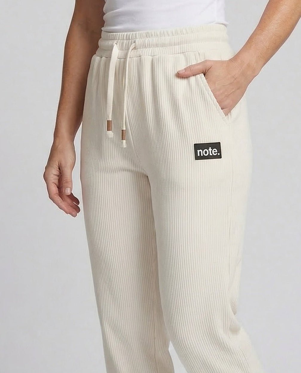 Women's Jogging Pants Ribbed Drawstring - Chichicherry