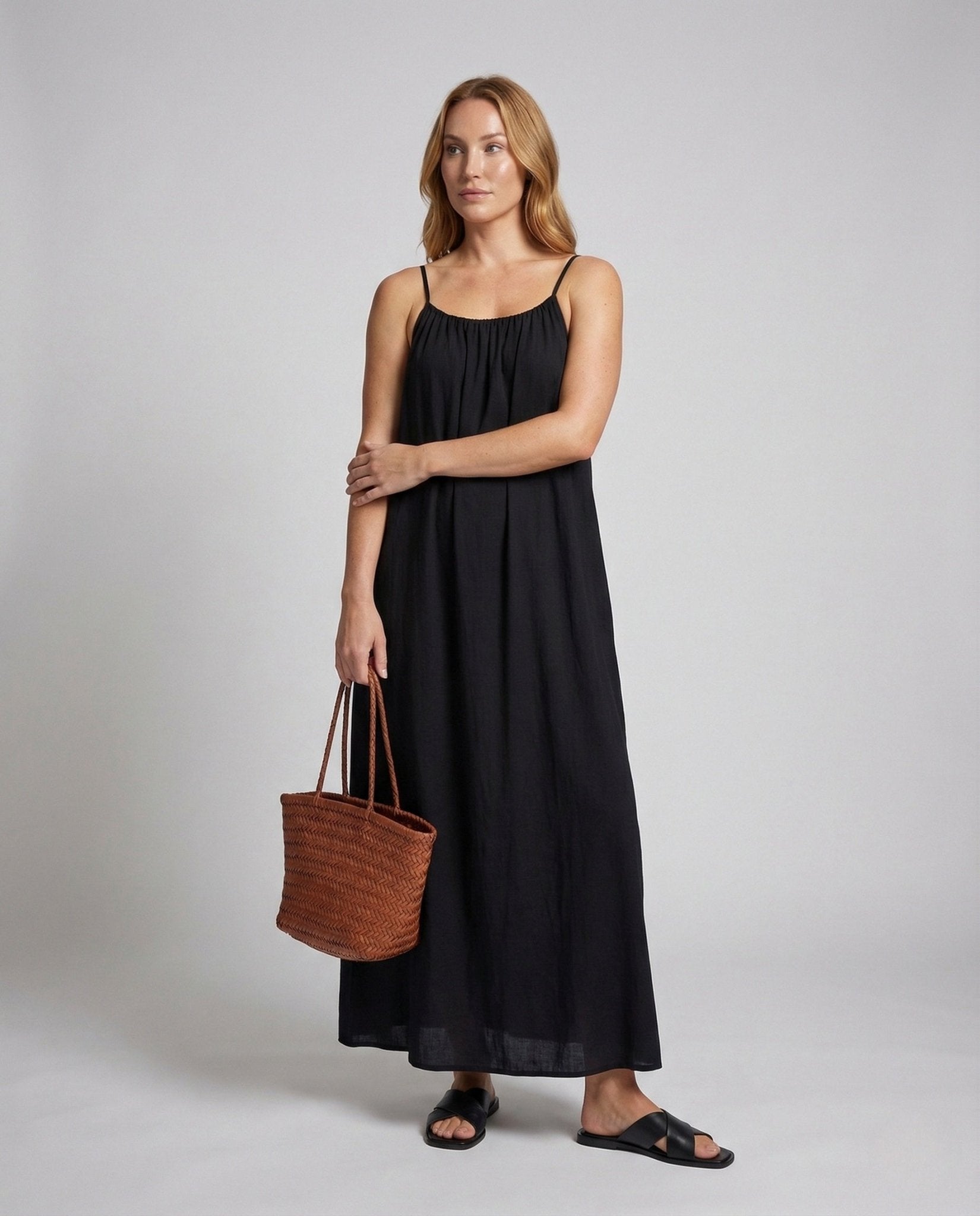 Women's Kaftan Maxi Dress with Spaghetti Straps - Chichicherry