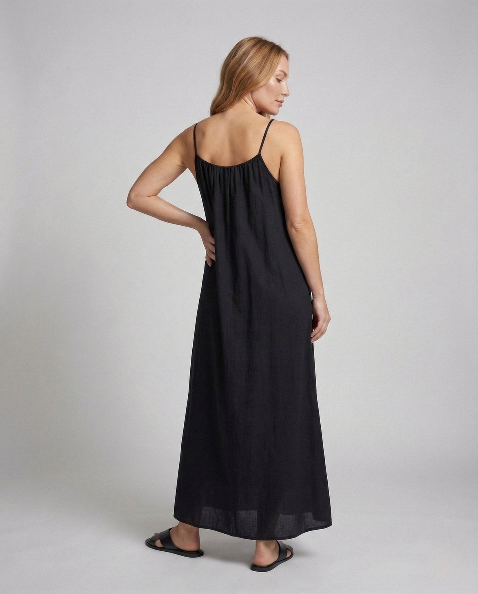 Women's Kaftan Maxi Dress with Spaghetti Straps - Chichicherry