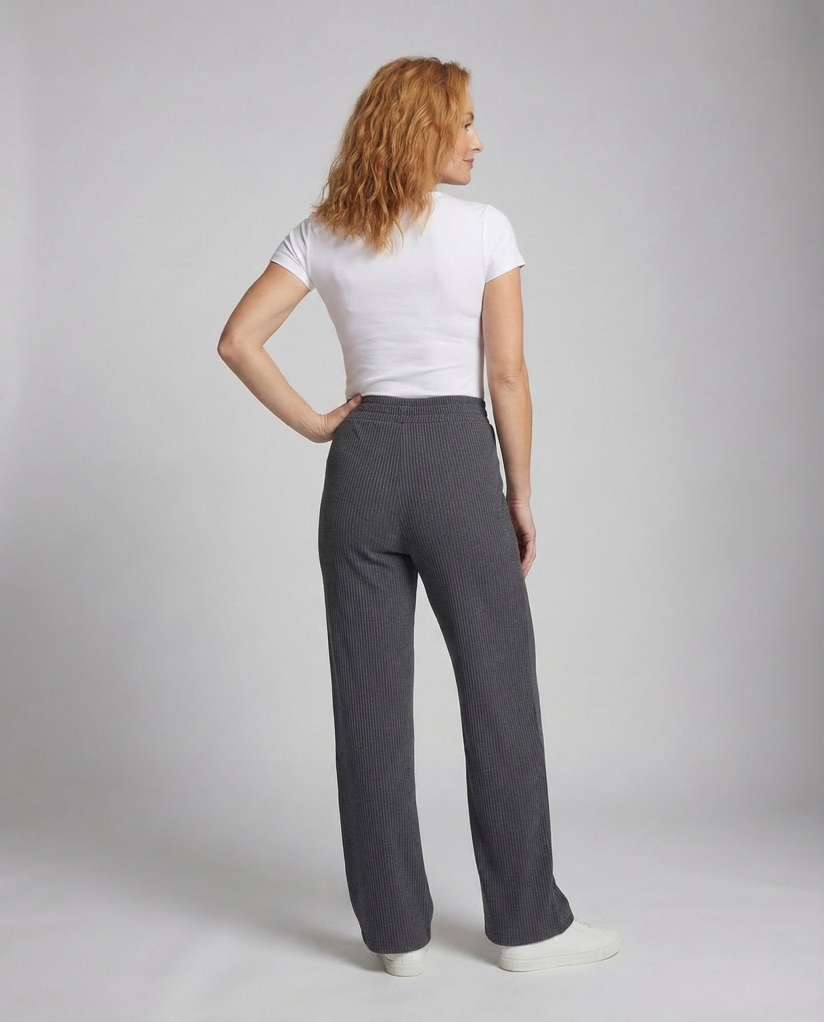 Women's Knit Pants Rib High Waist - Chichicherry