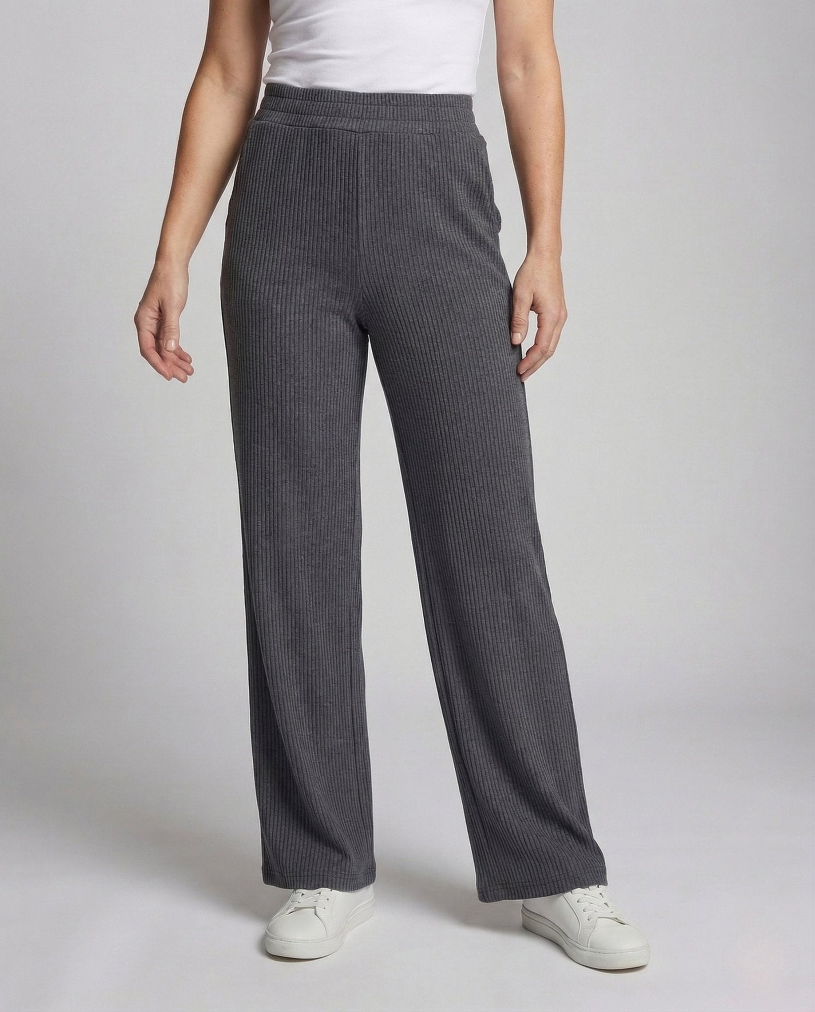 Women's Knit Pants Rib High Waist - Chichicherry