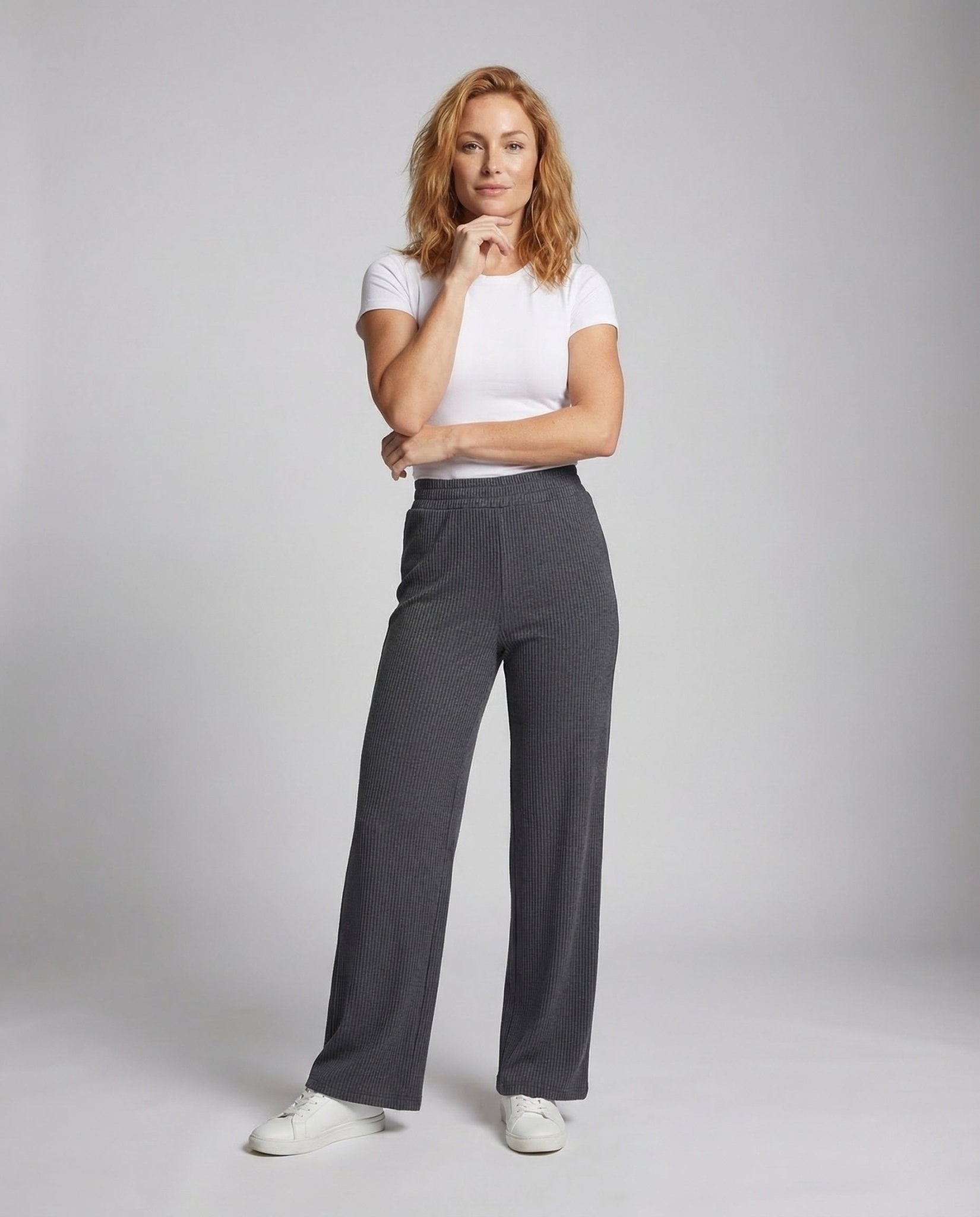 Women's Knit Pants Rib High Waist - Chichicherry