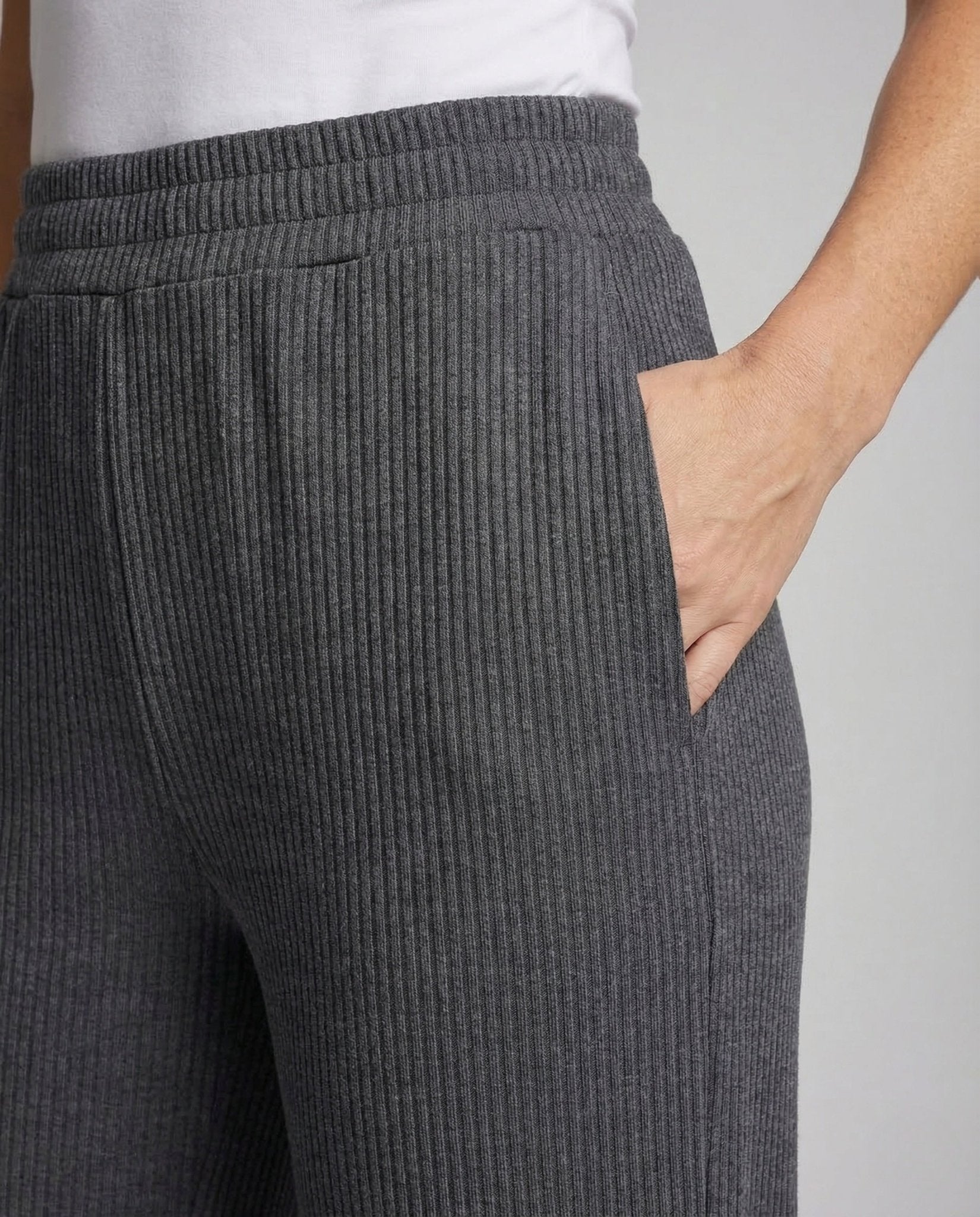 Women's Knit Pants Rib High Waist - Chichicherry