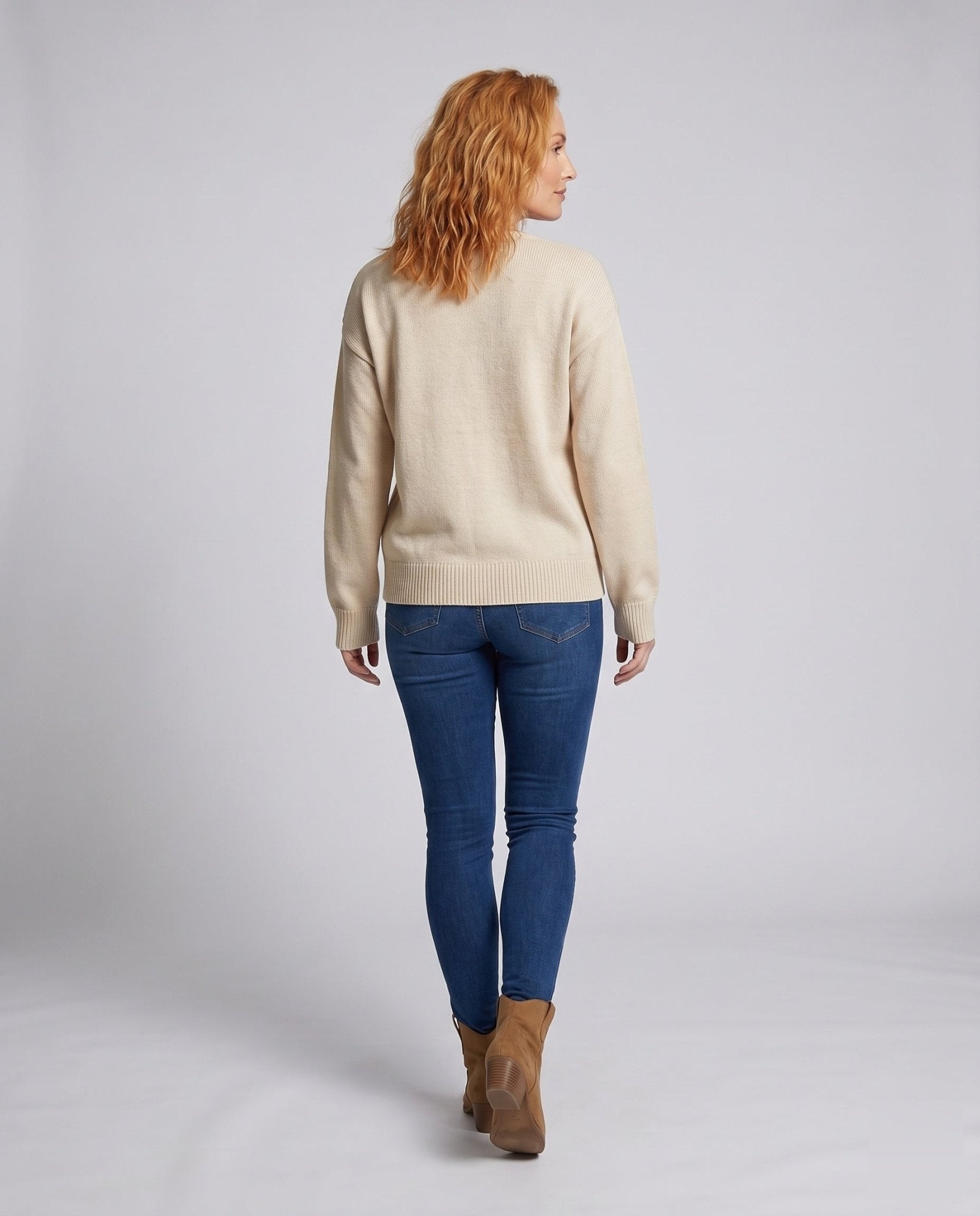 Women's knit sweater with playful drawstrings and casual fit - Chichicherry