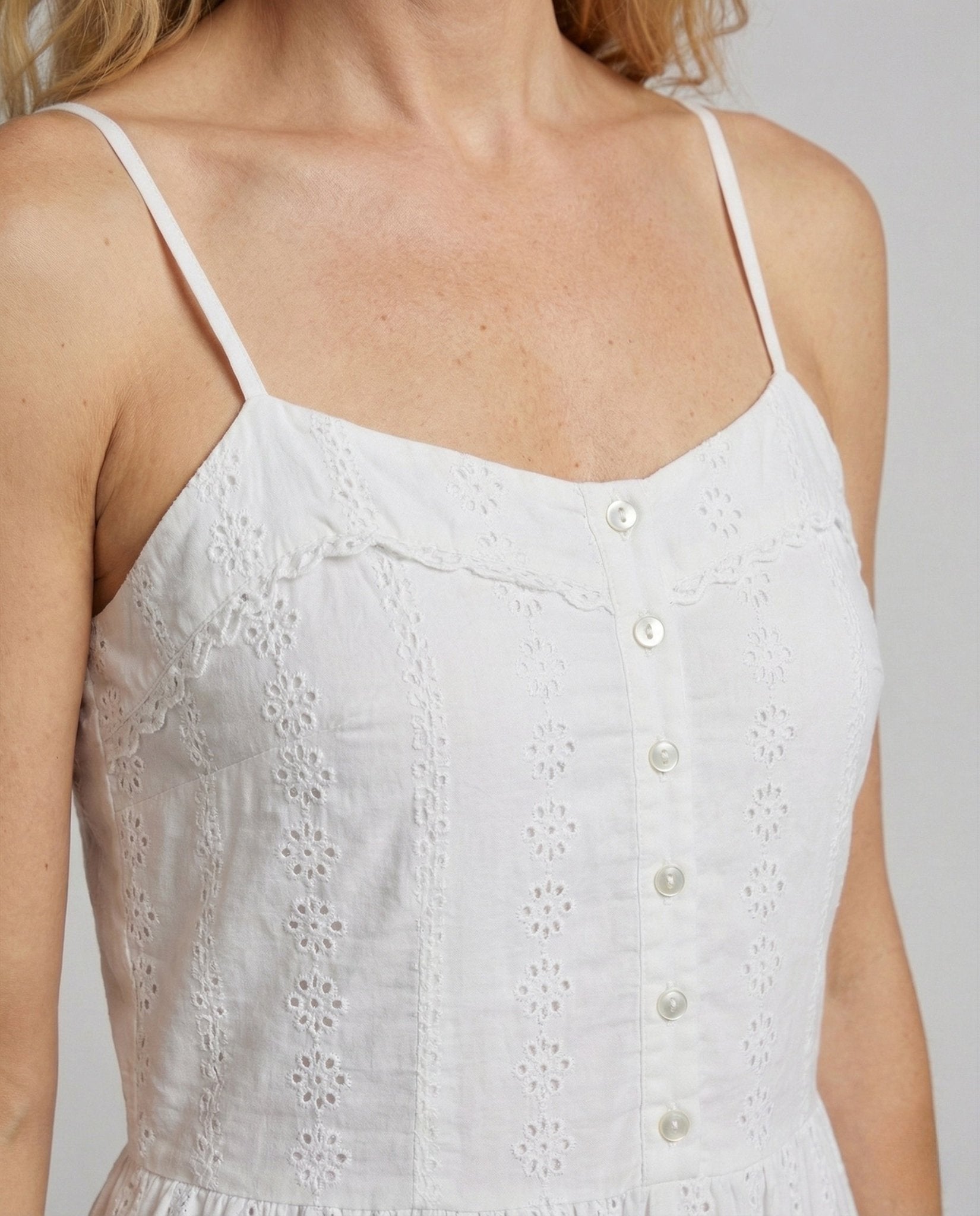 Women's Lace Tiered Dress with Spaghetti Straps - Chichicherry