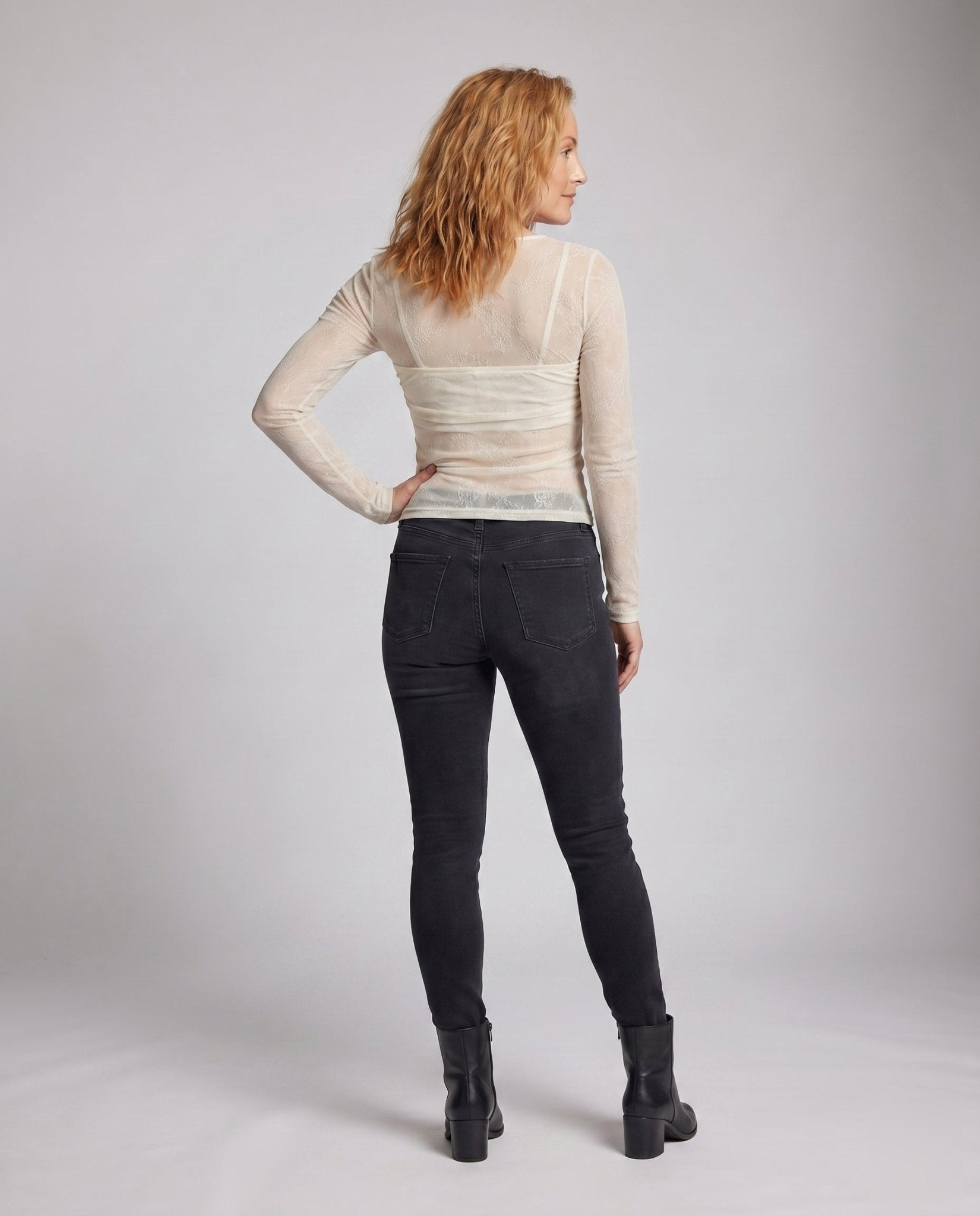 Women’s lace top with creative draping design - Chichicherry