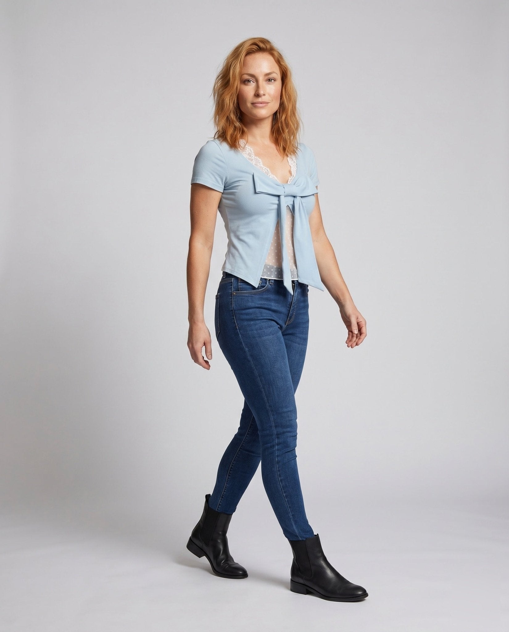 Women's Lace-Up Blouse with Playful Bow Detail - Chichicherry