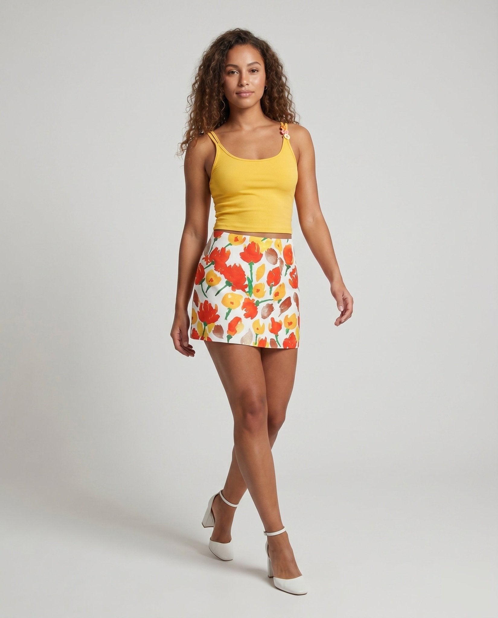 Women's leisure outfit with colorful check pattern and playful appliqués - Chichicherry