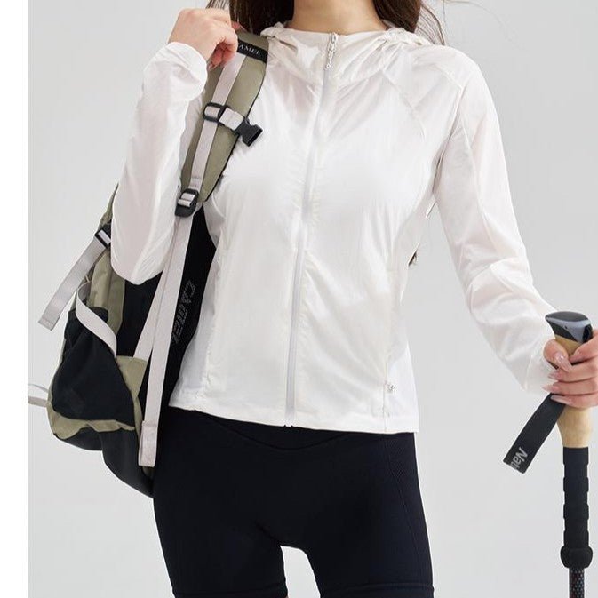 Women's Lightweight Hooded Wind Jacket with Zipper and Adjustable Hem Chichicherry - Chichicherry