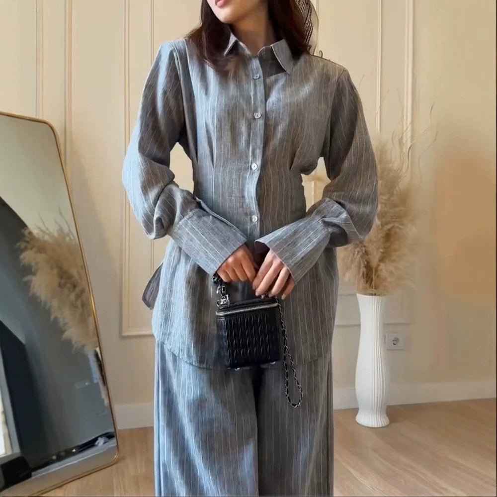 Women's Lightweight Linen Loungewear Set with Oversized Shirt and Wide Leg Pants Chichicherry - Chichicherry