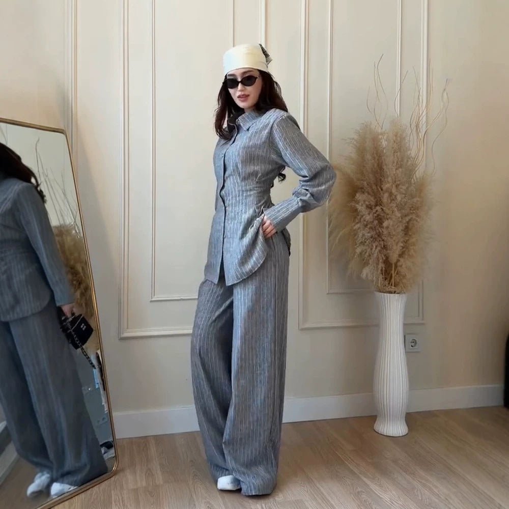 Women's Lightweight Linen Loungewear Set with Oversized Shirt and Wide Leg Pants Chichicherry - Chichicherry