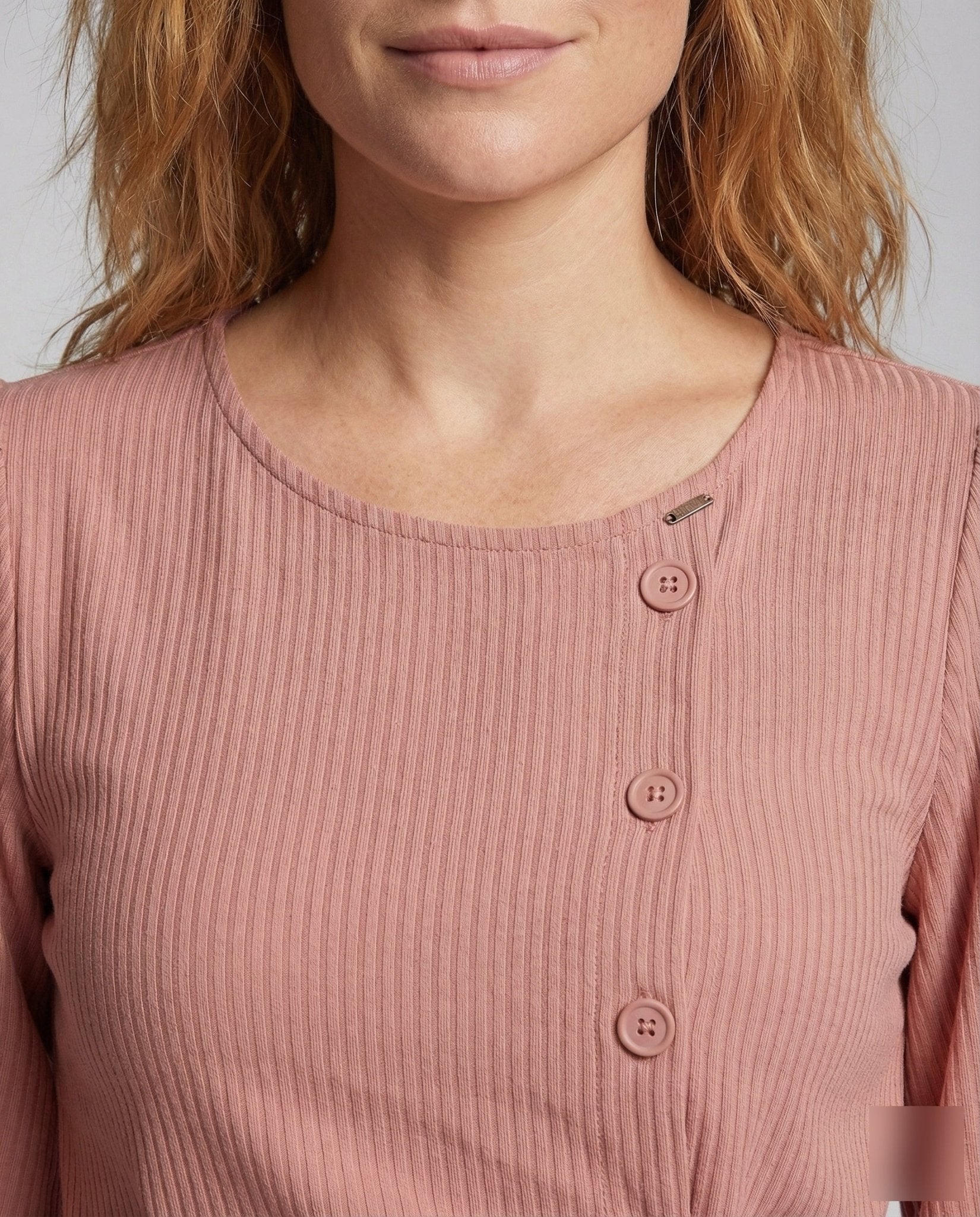 Women's Linen Blend Blouse with Asymmetrical Button Placket - Chichicherry