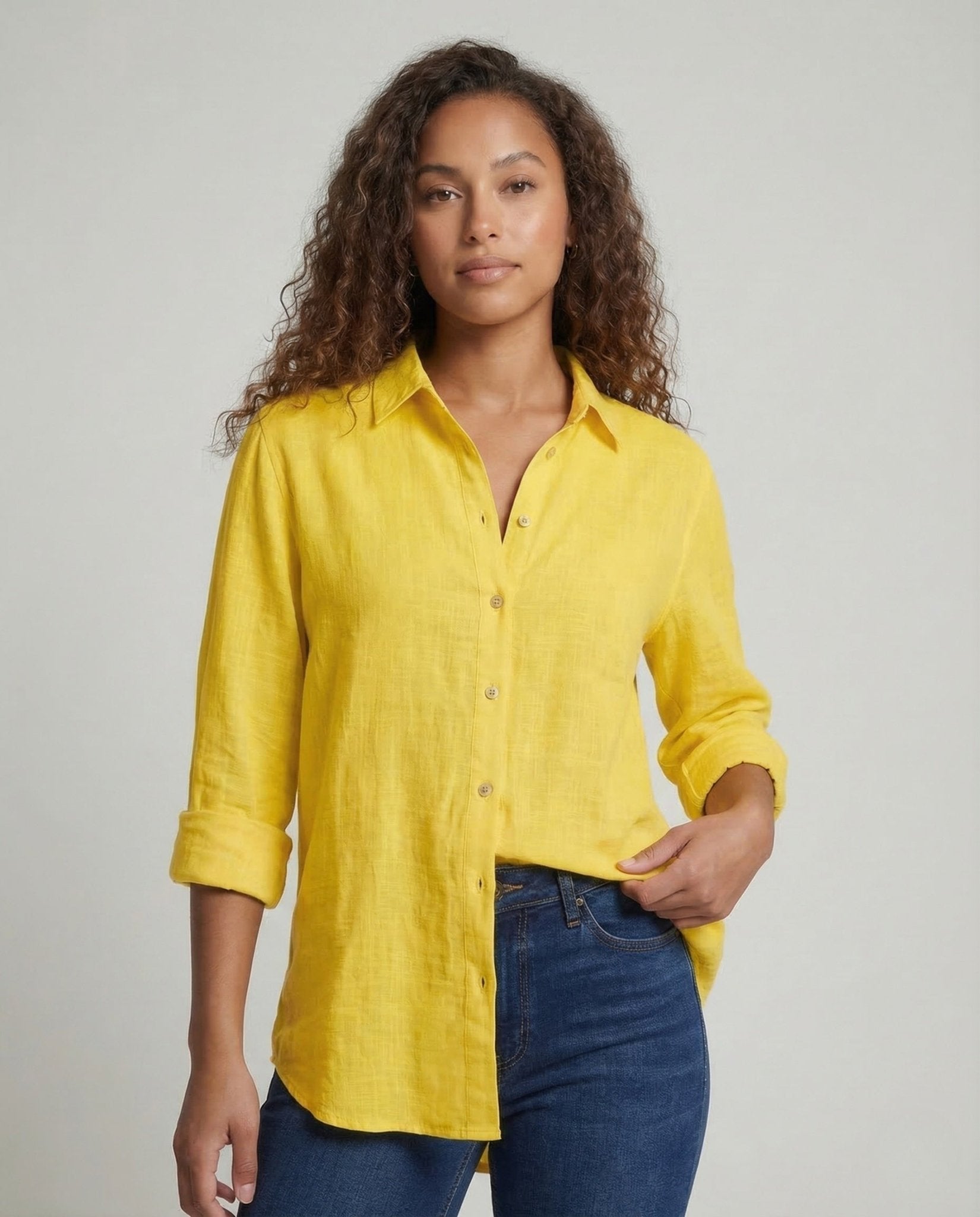 Women's Linen Blouse Floral Print - Chichicherry