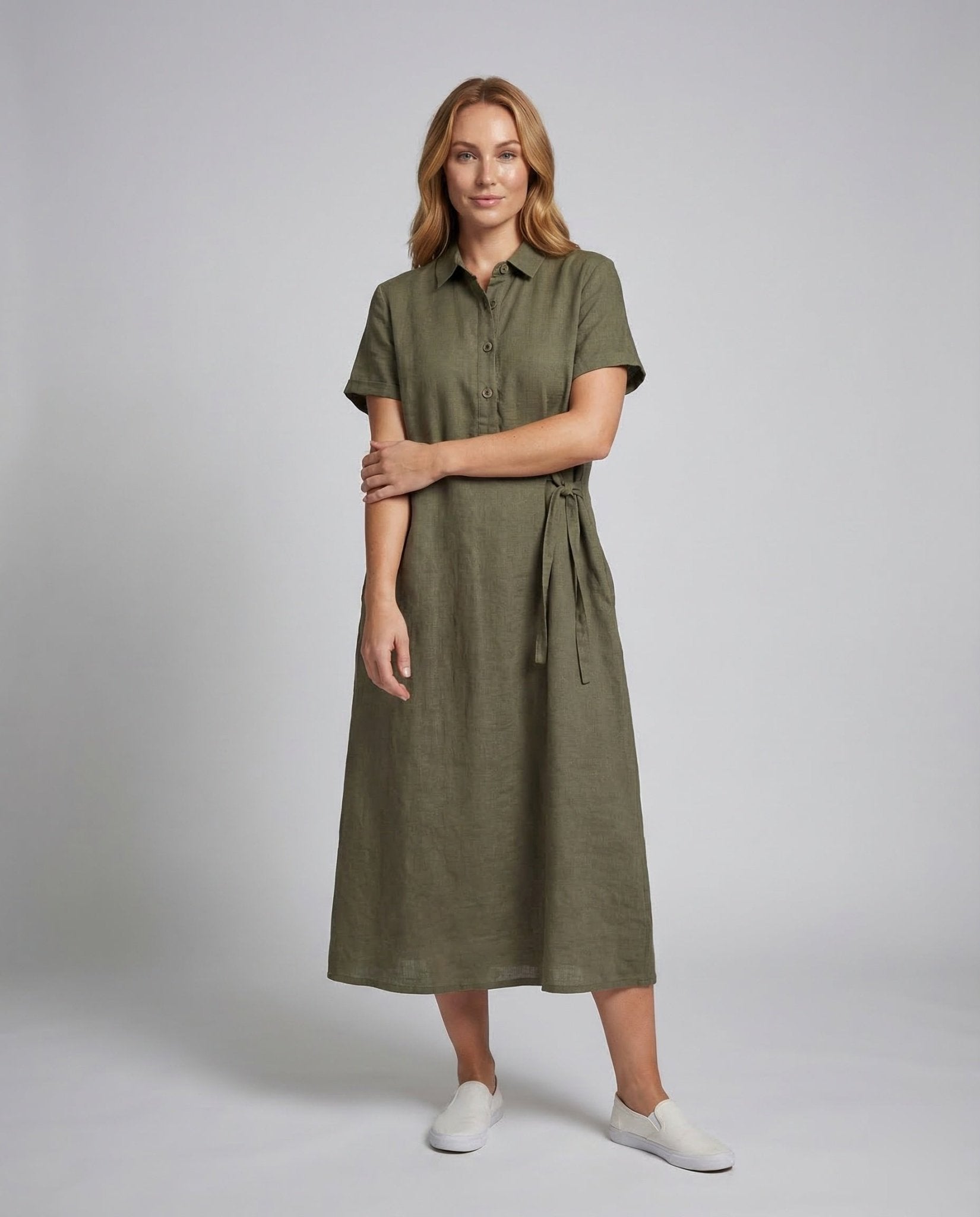 Women's Linen Dress Polo Belt - Chichicherry