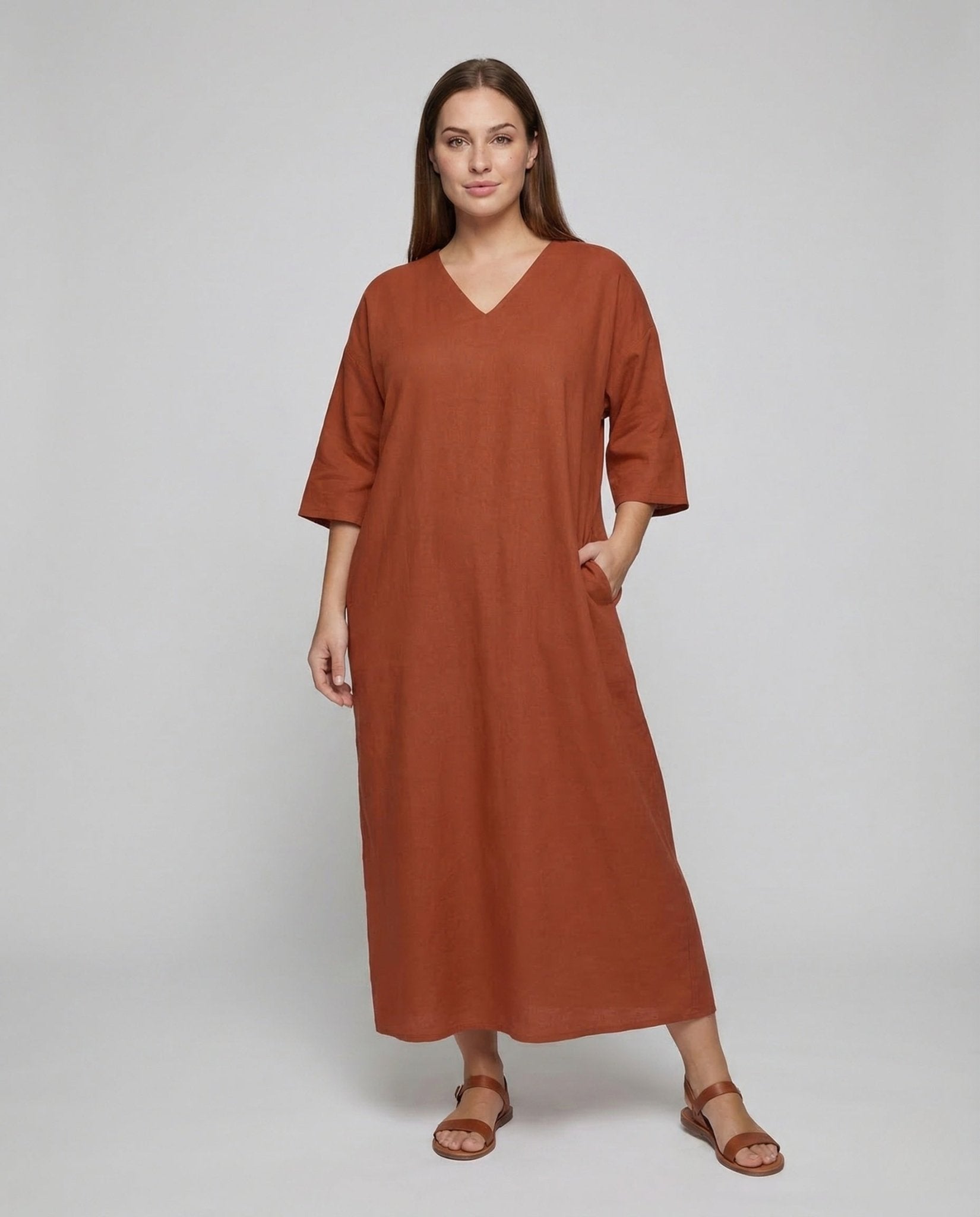 Women's Linen Kaftan Dress Long - Chichicherry