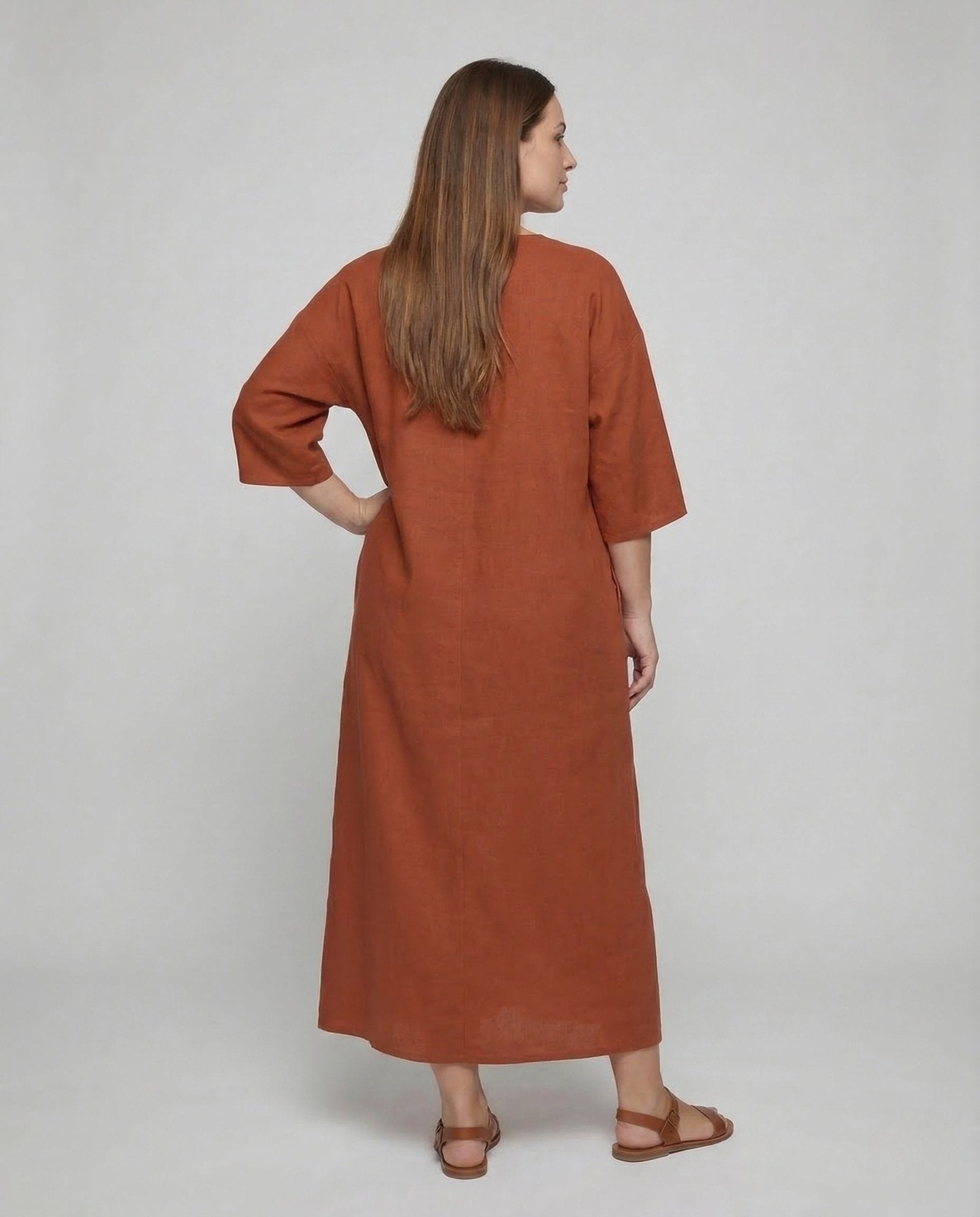 Women's Linen Kaftan Dress Long - Chichicherry