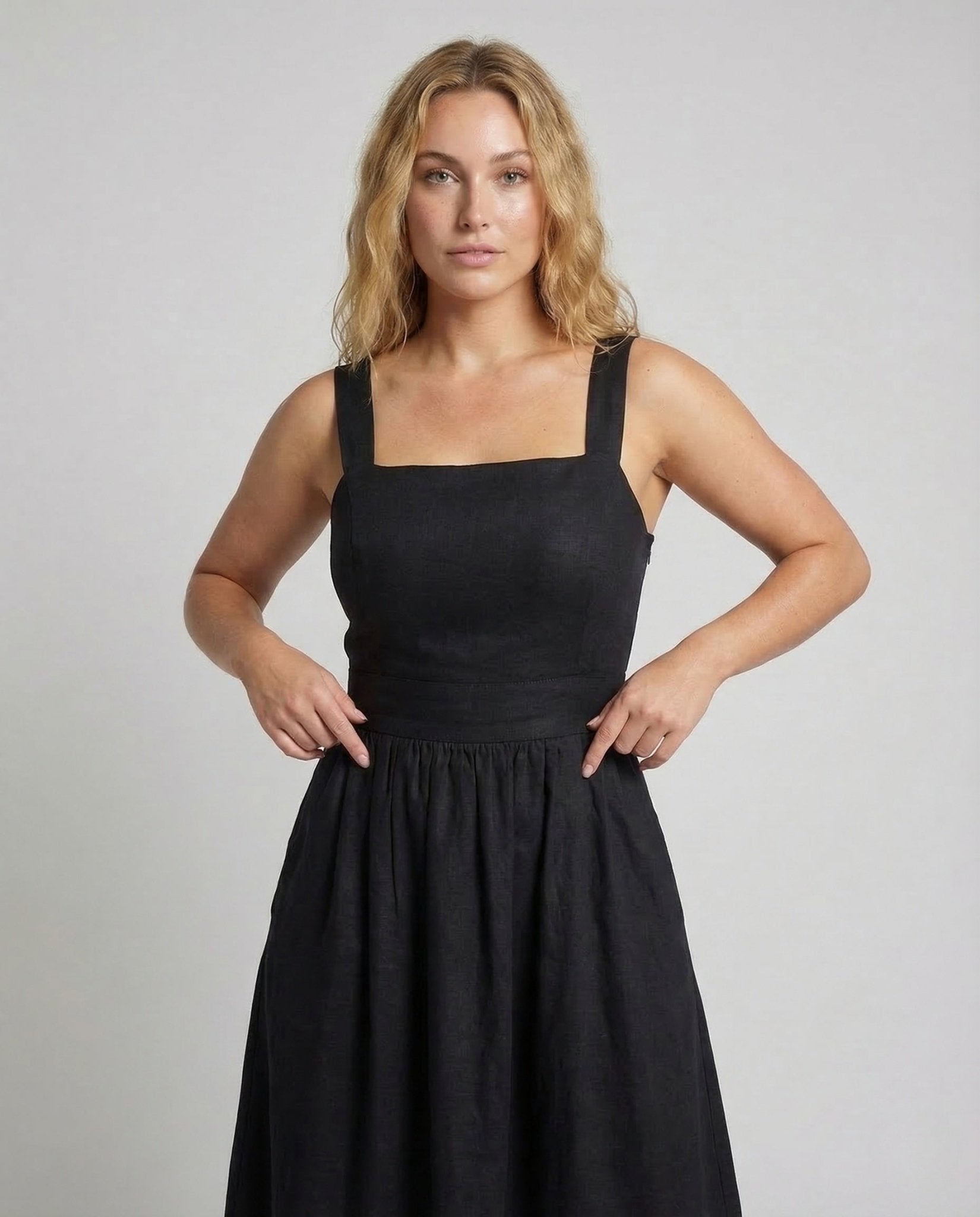 Women's Linen Midi Dress Strap - Chichicherry