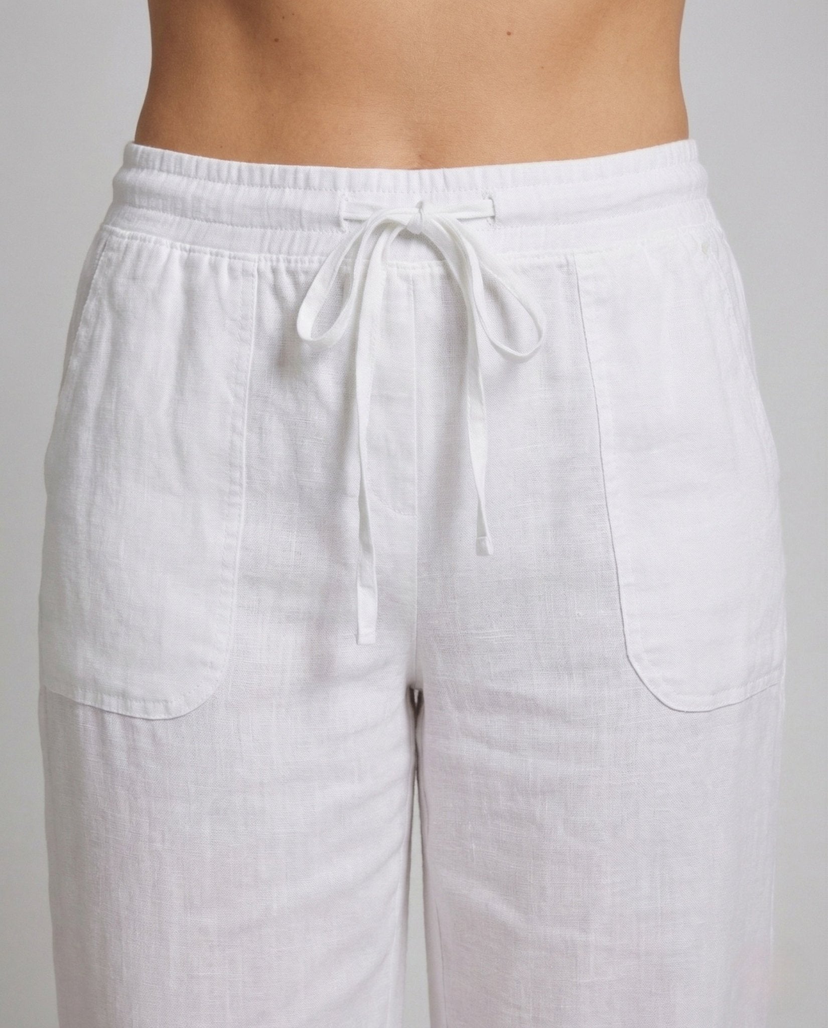 Women's Linen Pants Wide Drawstring - Chichicherry
