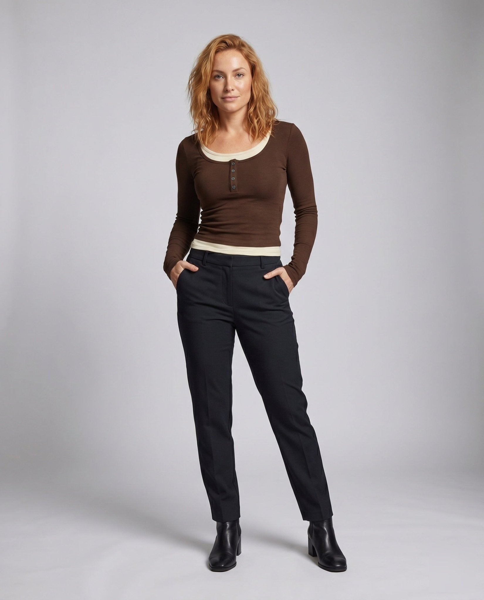 Women's Long Sleeve Shirt with Button Placket and Casual Chic - Chichicherry