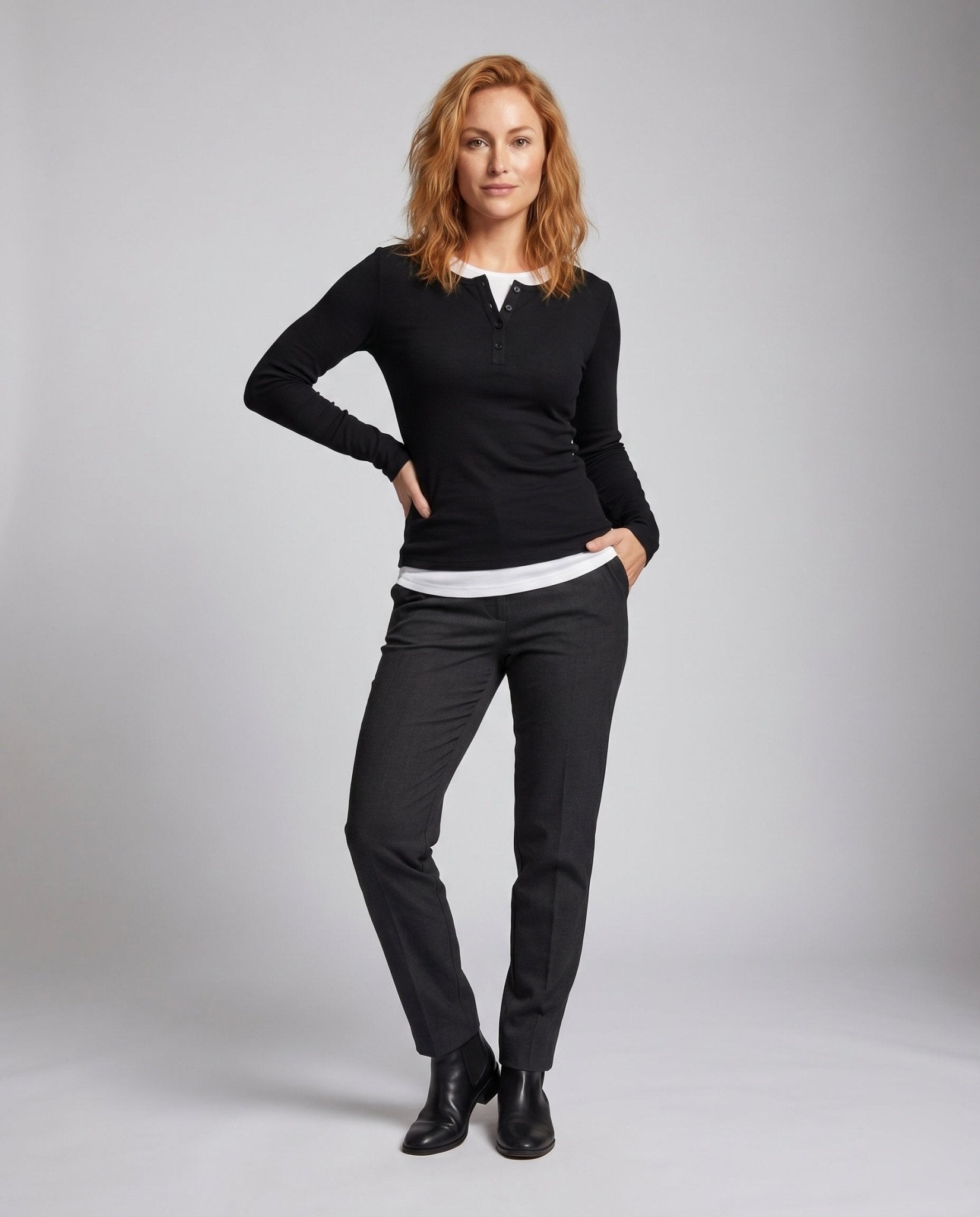 Women's long sleeve shirt with button placket and comfortable fit - Chichicherry