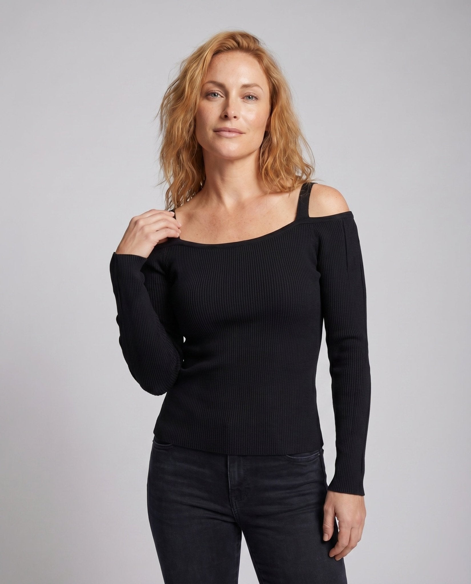 Women's Long Sleeve Shirt with Chic Off-Shoulder Design - Chichicherry
