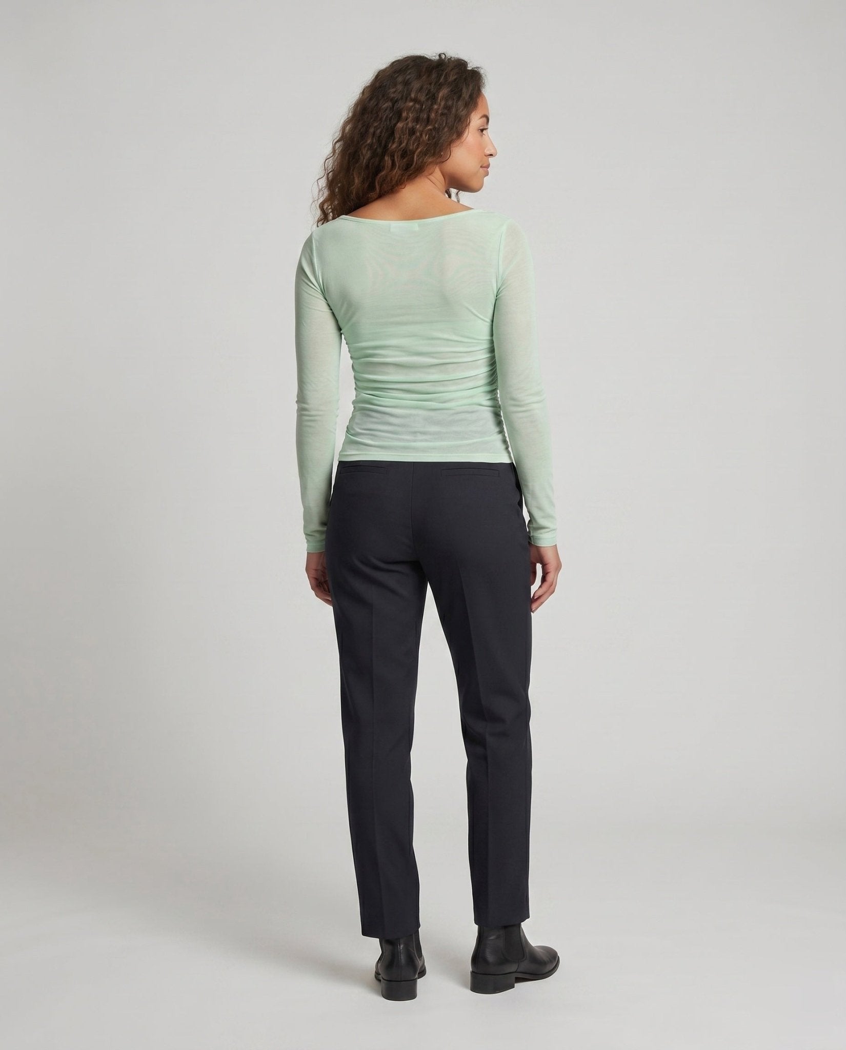 Women's Long Sleeve Shirt with Elegant Draping Design - Chichicherry