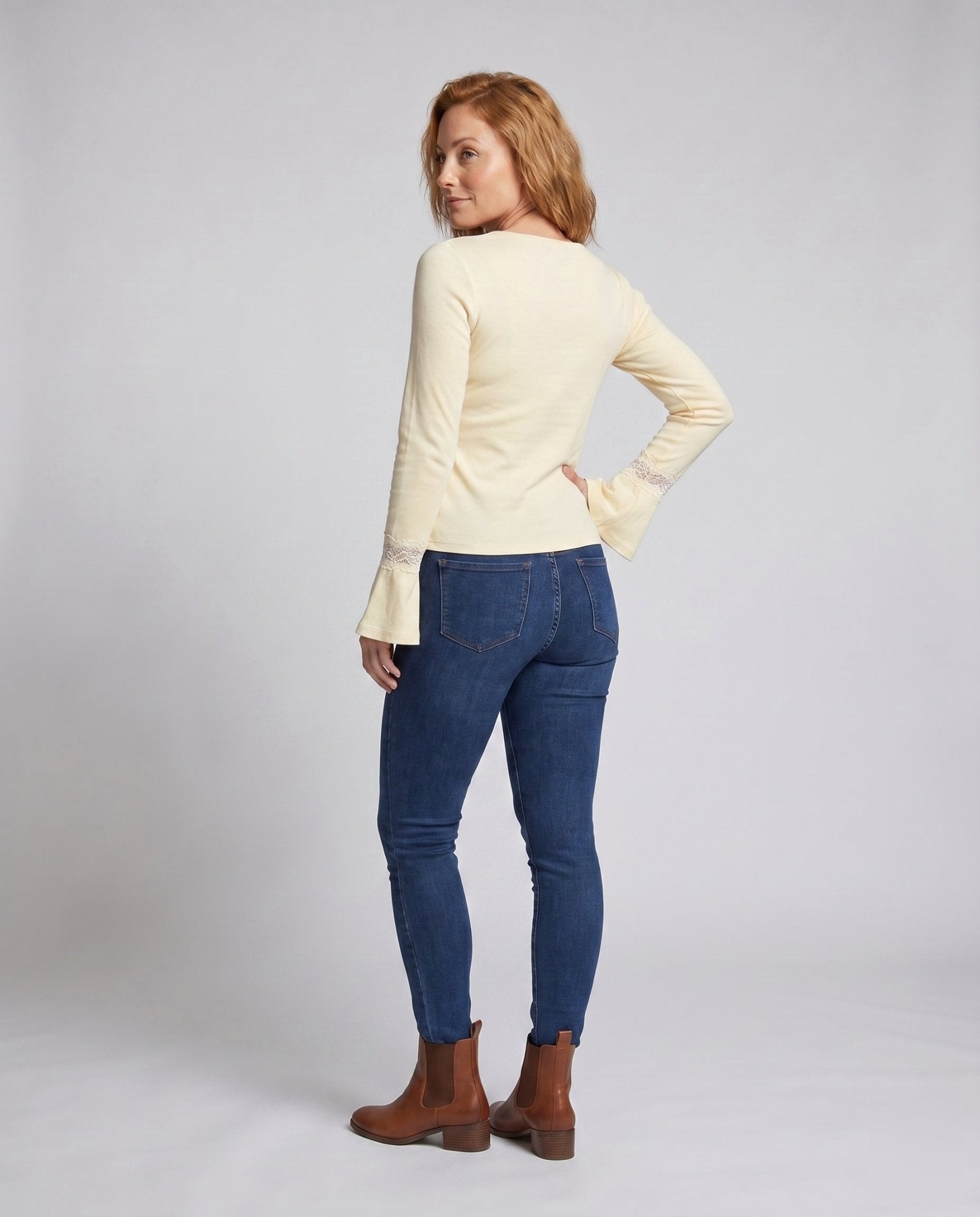 Women's Long Sleeve Shirt with Romantic Lace Accents and Elegant V-Neck - Chichicherry
