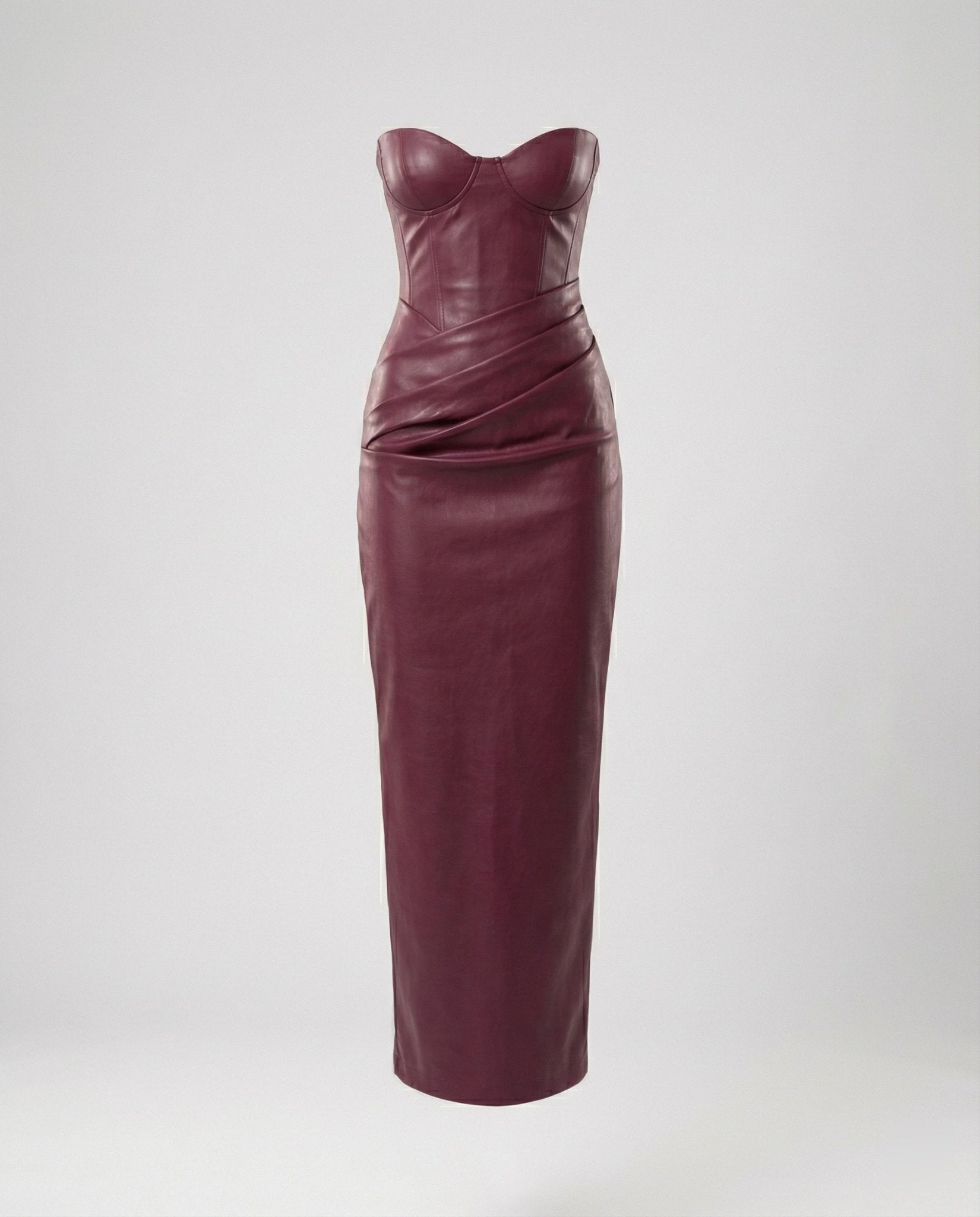 Women's long-sleeved leather dress with heart neckline - Chichicherry