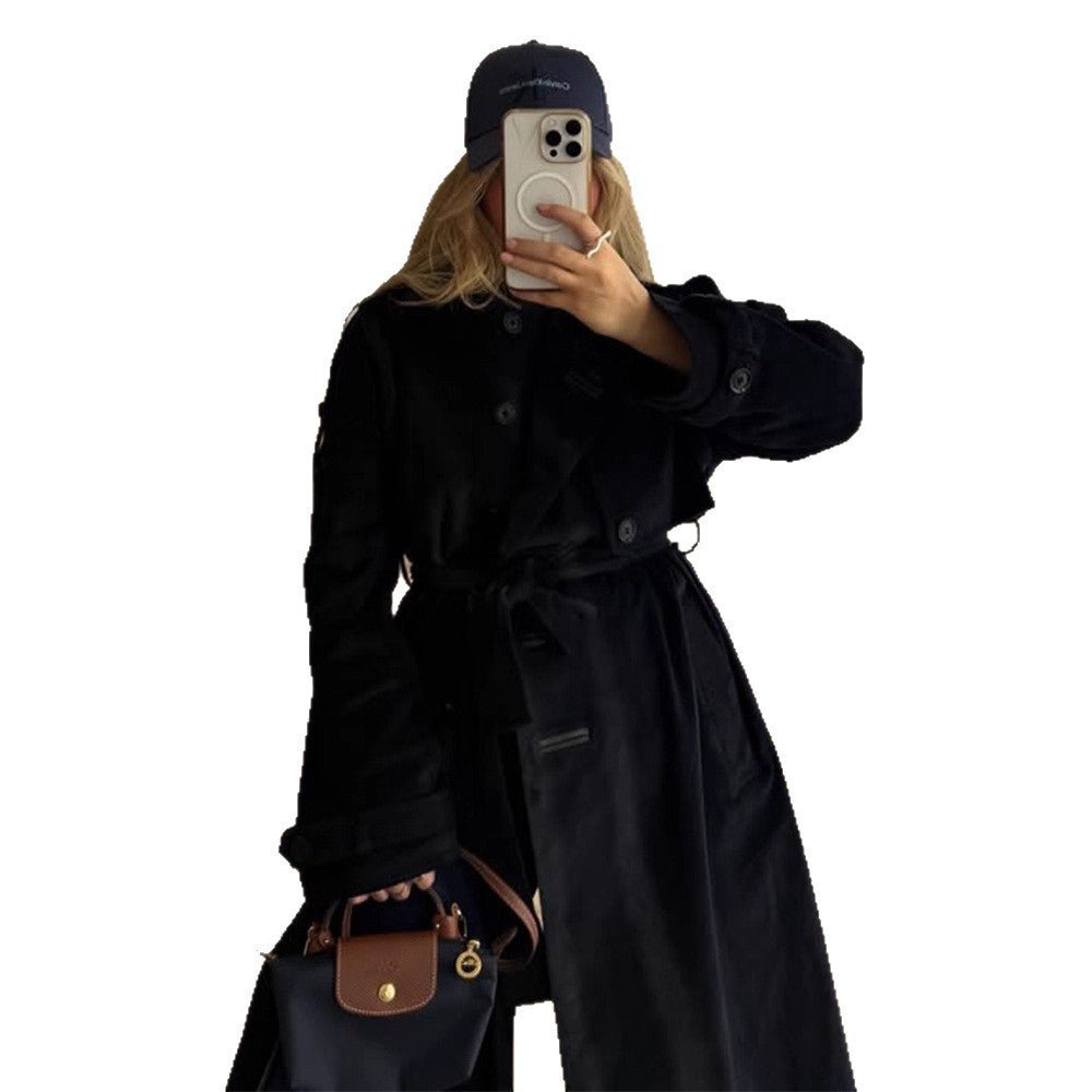 Women's longer cord trench coat with tie belt and oversized shoulders Chichicherry - Chichicherry