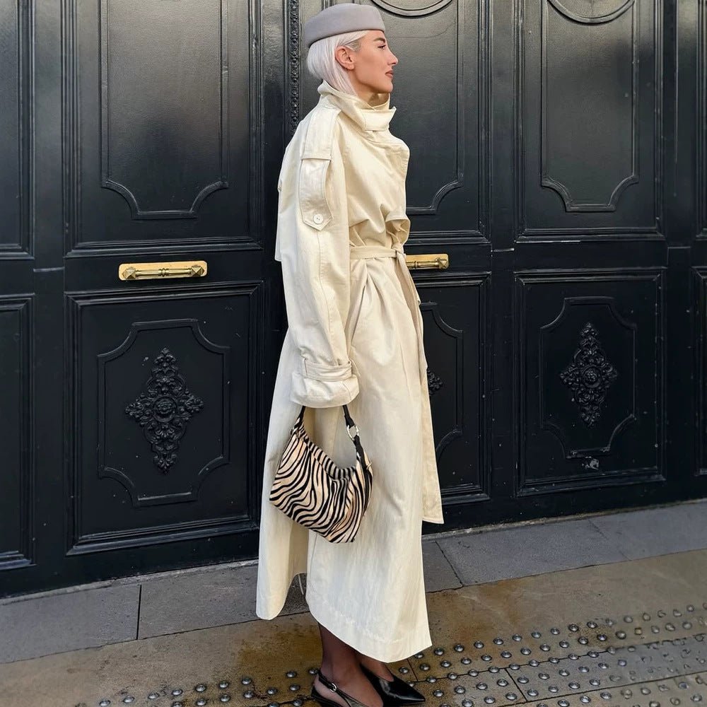 Women’s longer lighter trench coat with wide shawl collar and dropped shoulder Chichicherry - Chichicherry