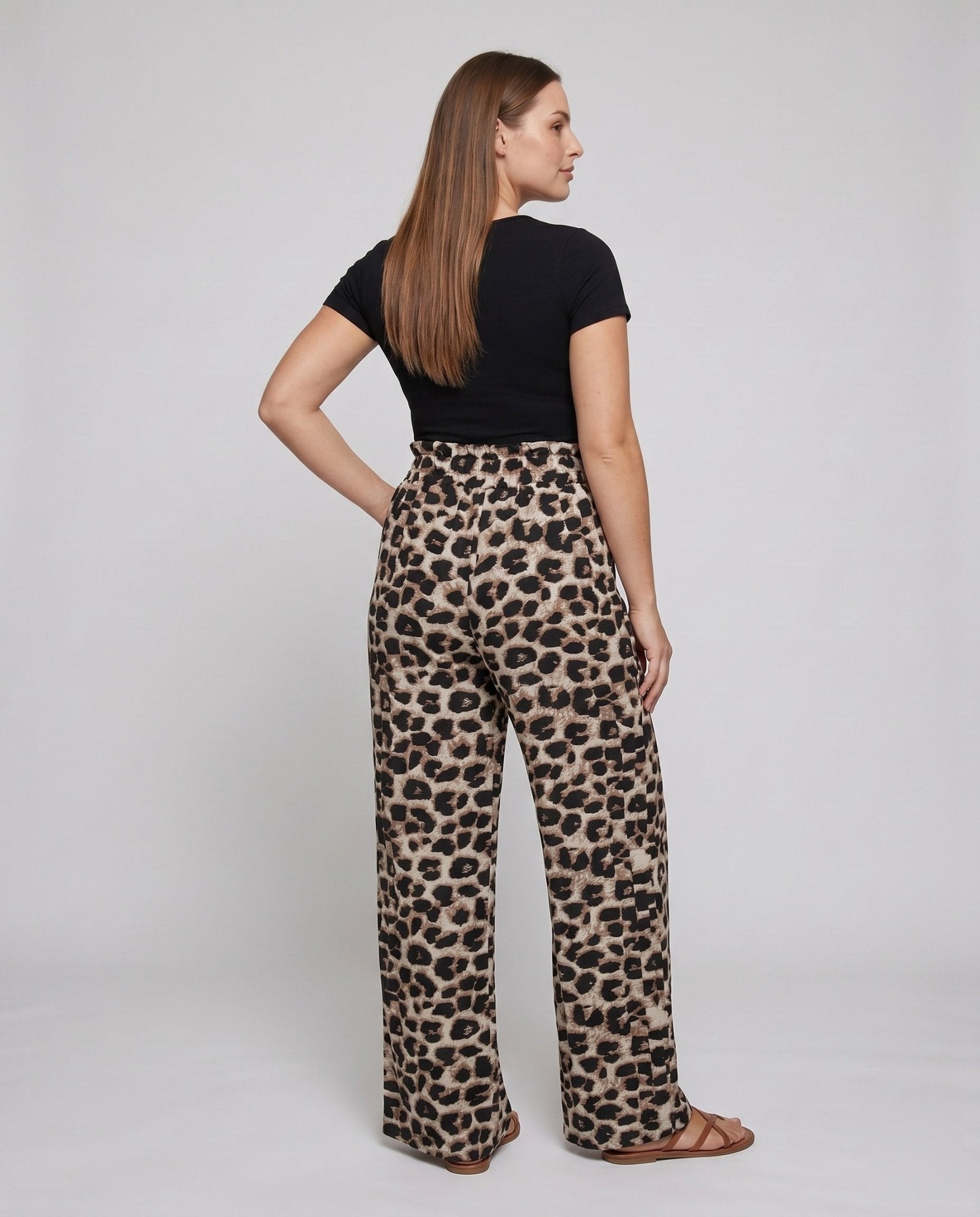 Women's loose leopard print leisure pants - Chichicherry