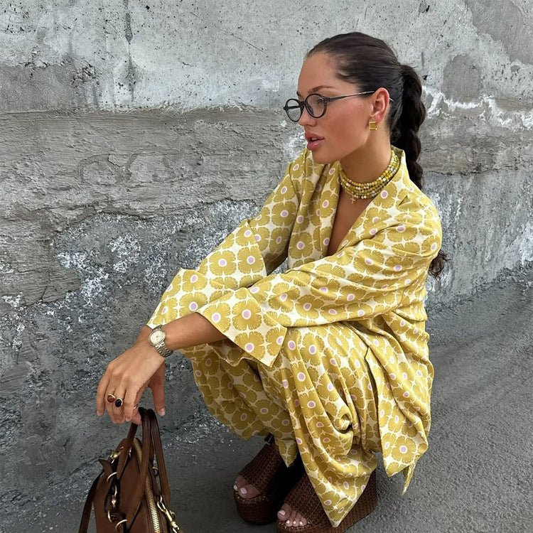 Women's Loose Lounge Two-Piece with Shirt Blouse and Balloon Pants Chichicherry - Chichicherry