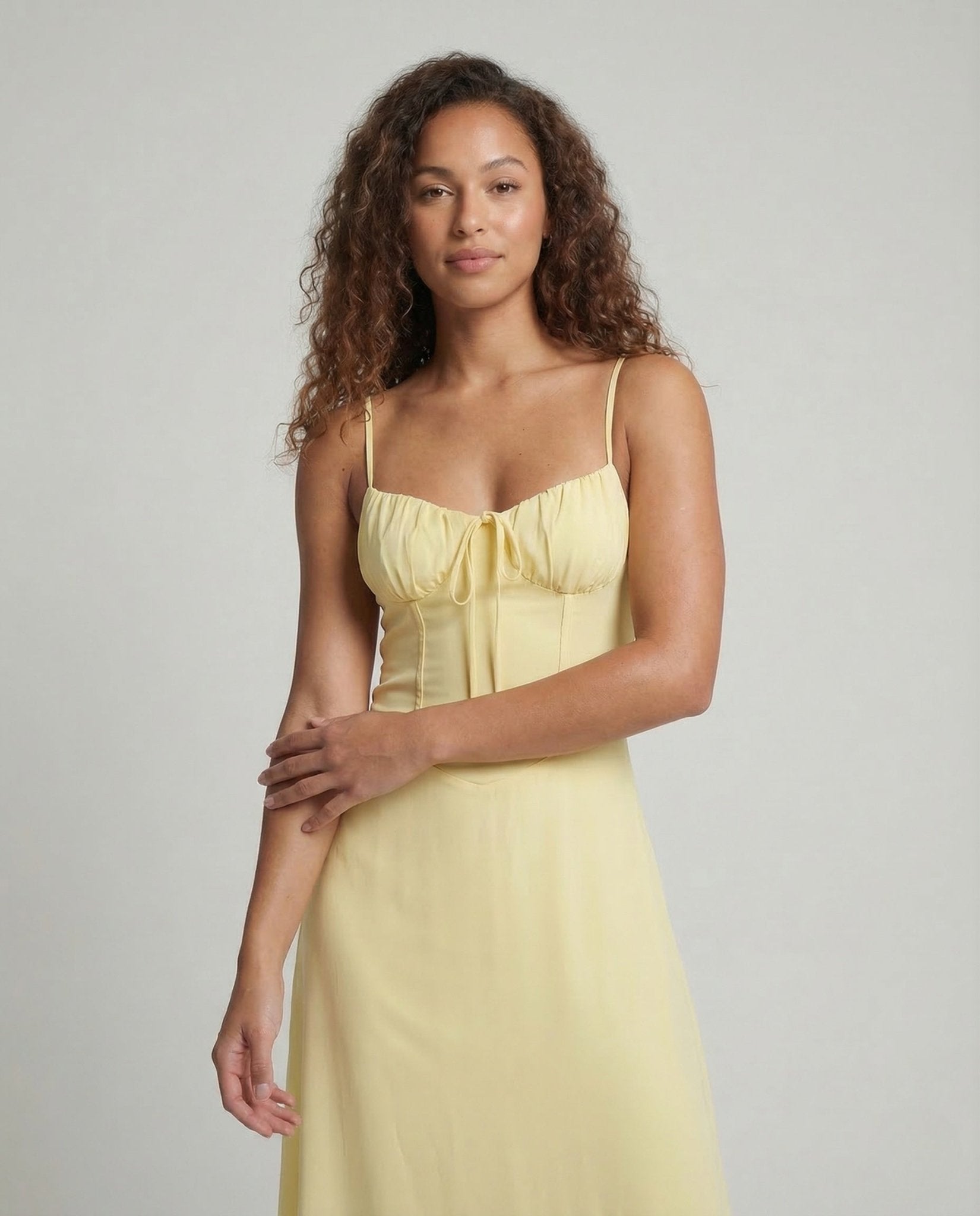 Women's Maxi Dress Corset Look Spaghetti Straps - Chichicherry