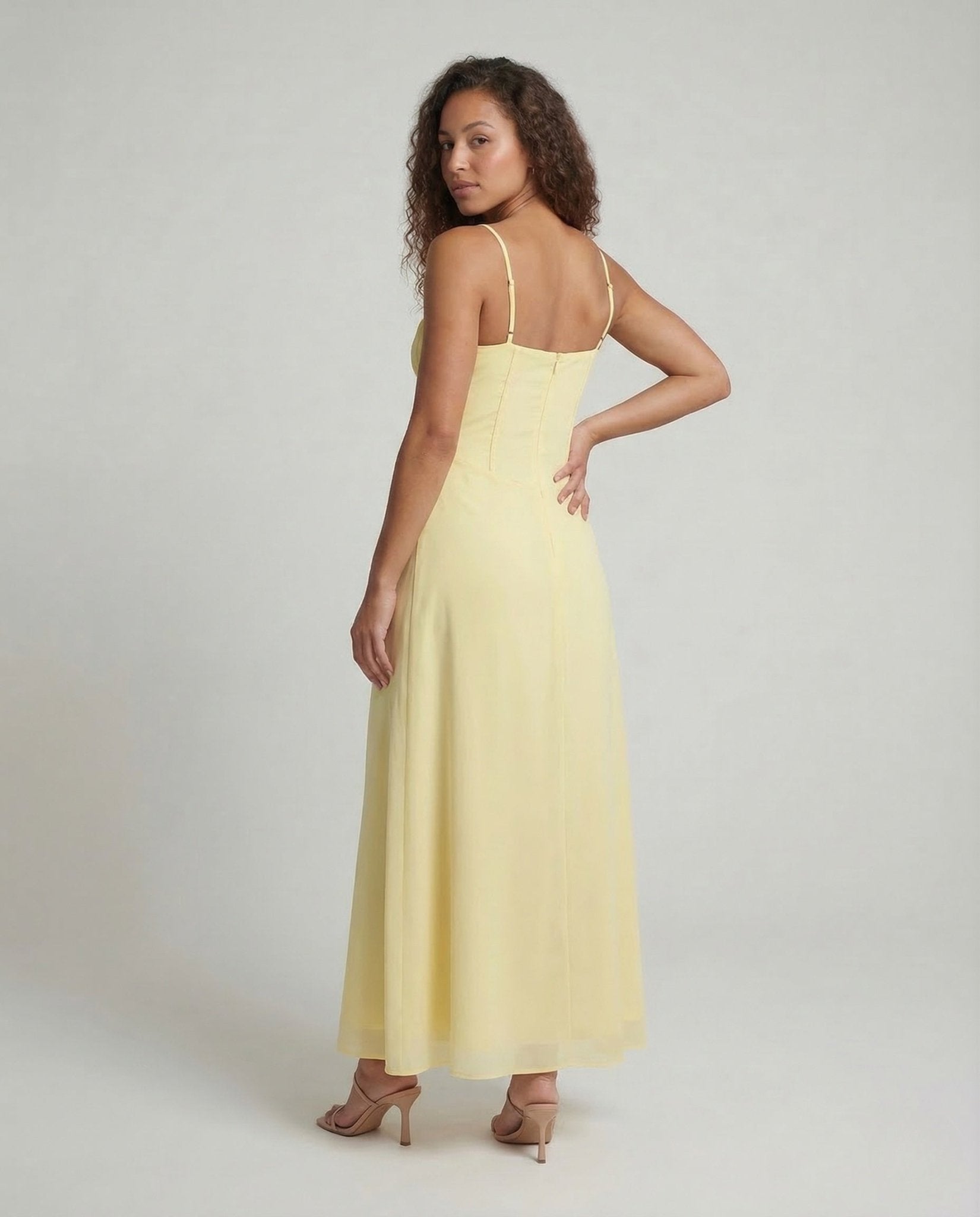 Women's Maxi Dress Corset Look Spaghetti Straps - Chichicherry