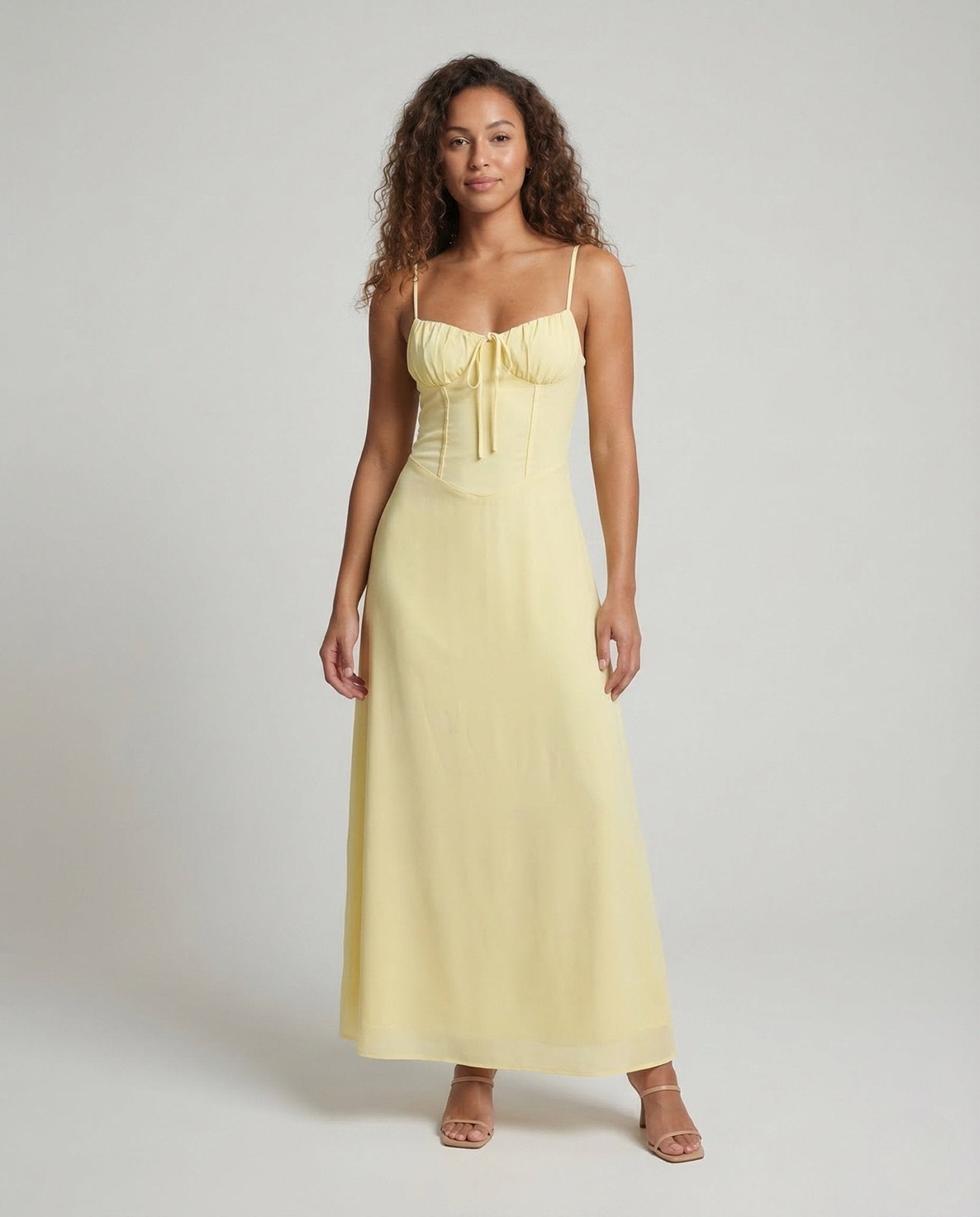 Women's Maxi Dress Corset Look Spaghetti Straps - Chichicherry
