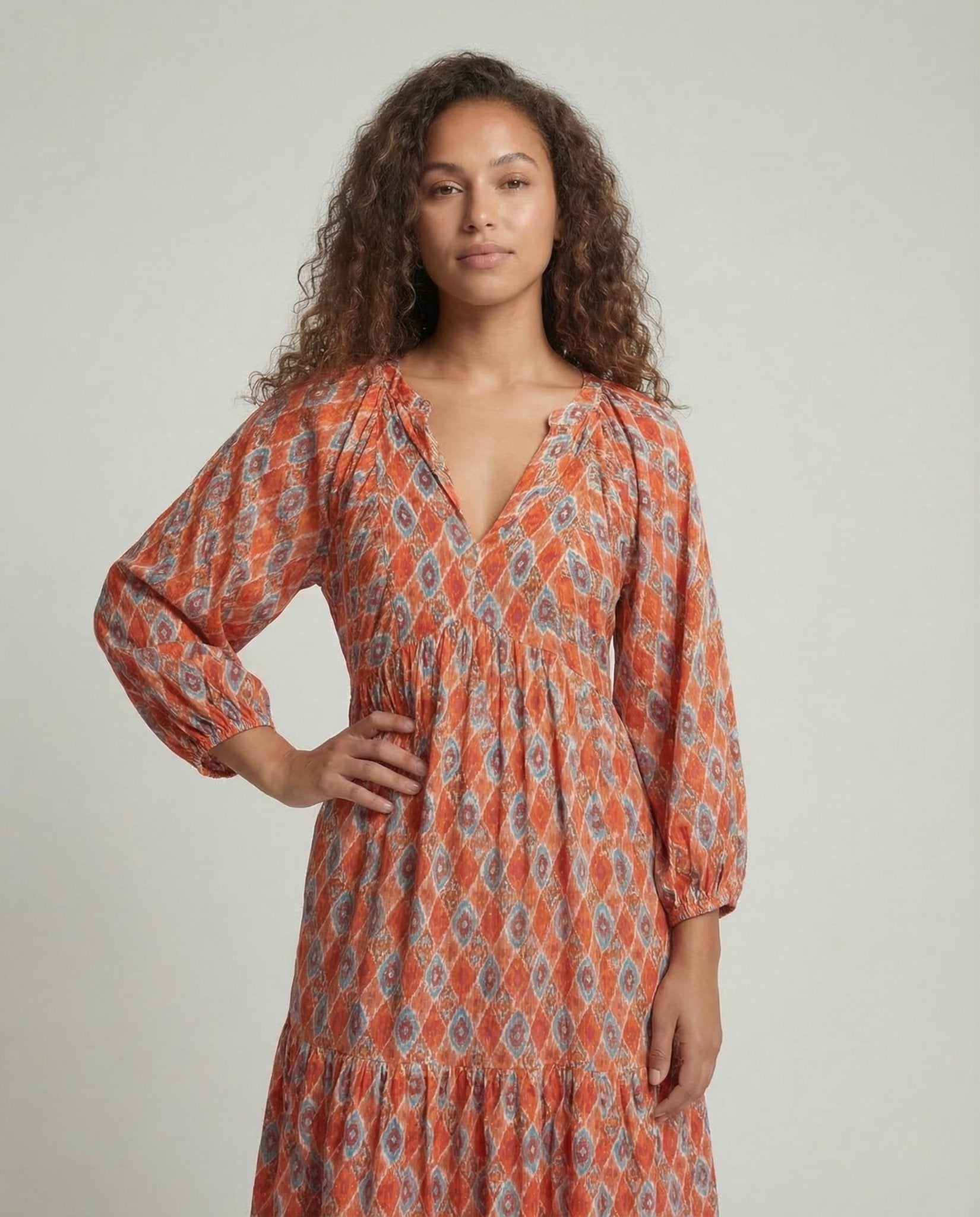 Women's Maxi Dress Empire Balloon Sleeves - Chichicherry