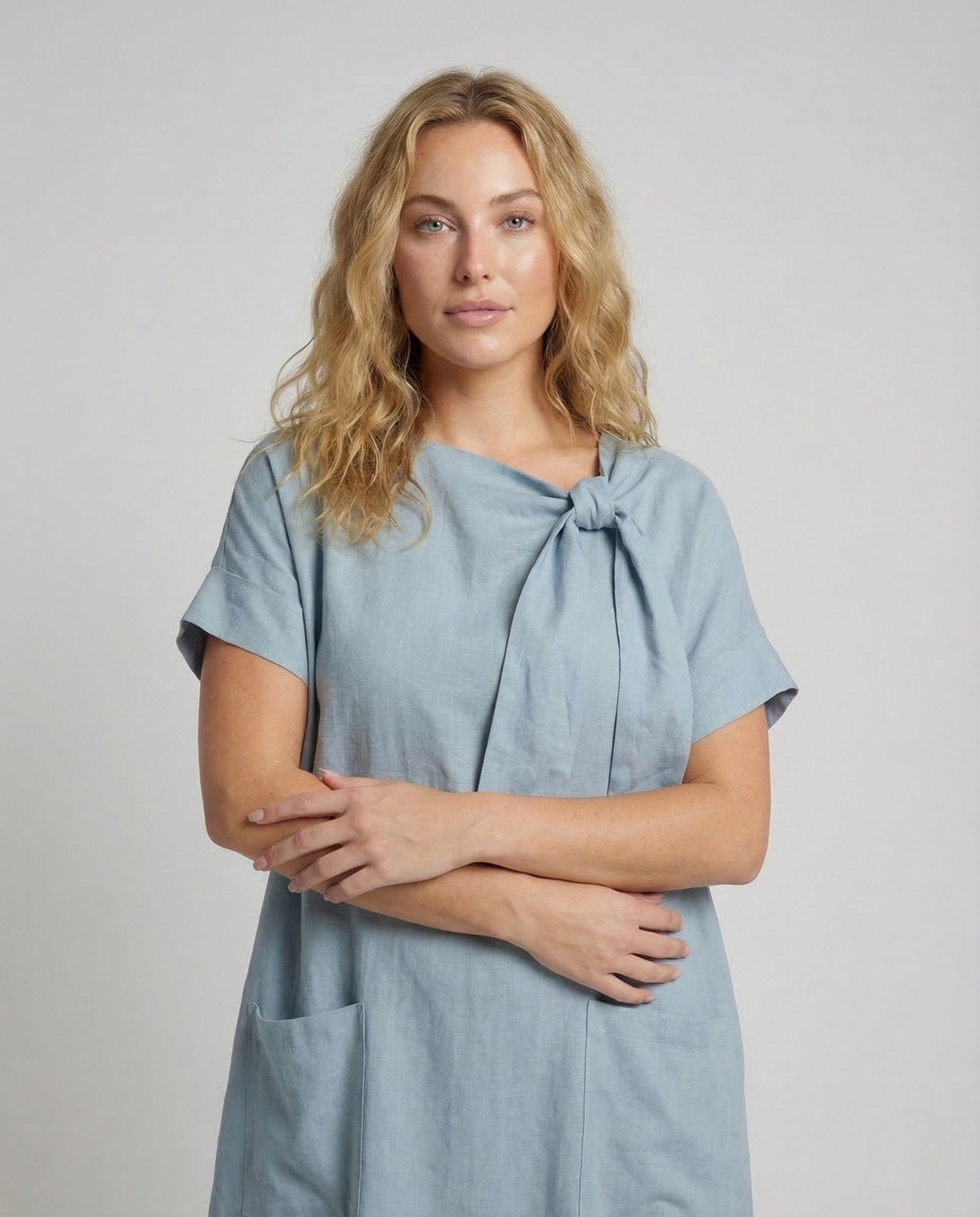 Women's Maxi Dress Knot Neck Pockets - Chichicherry