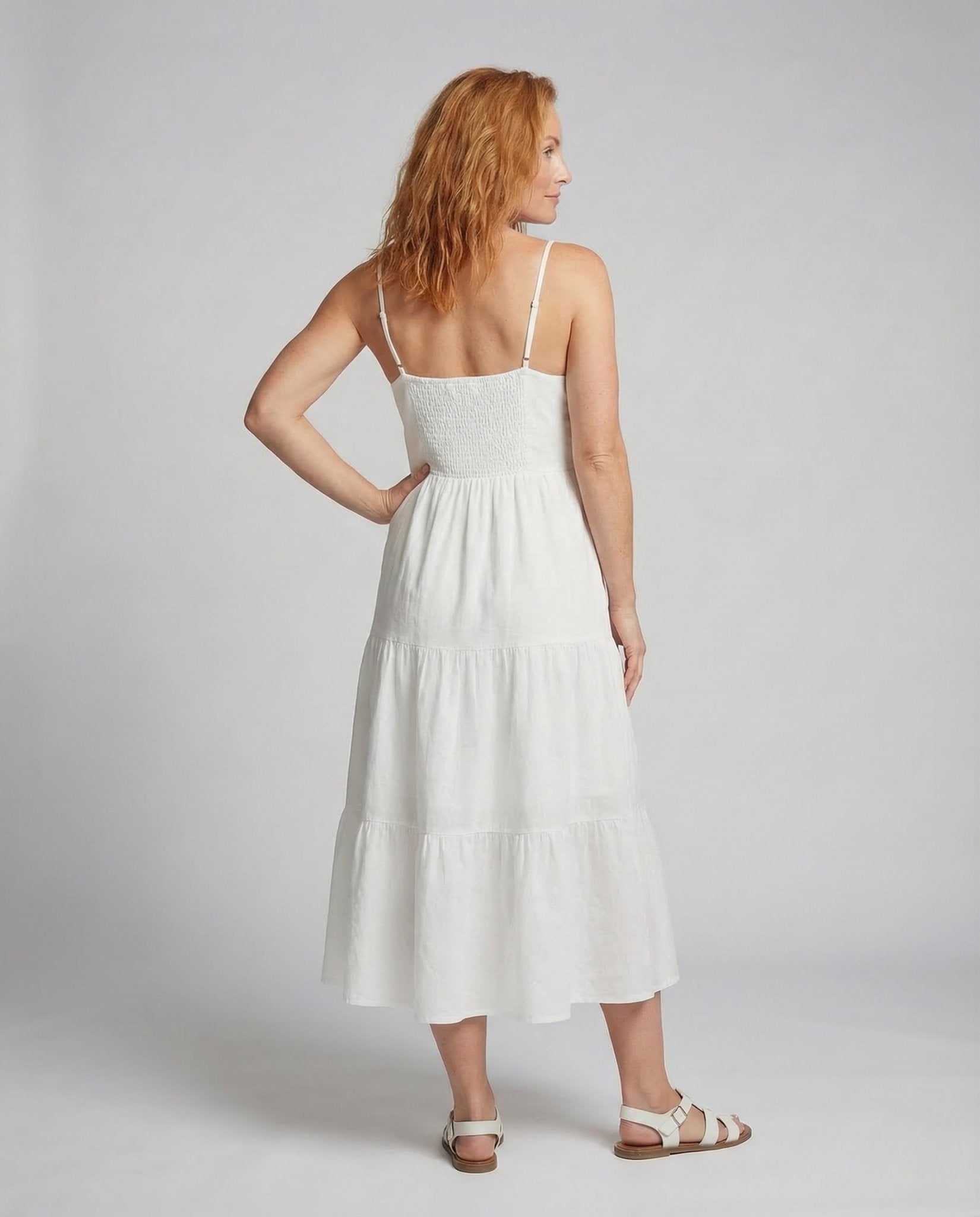 Women's Maxi Dress Spaghetti Straps Tiered - Chichicherry