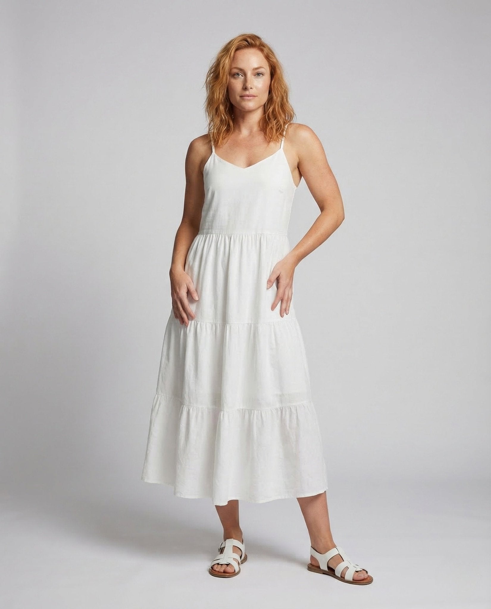 Women's Maxi Dress Spaghetti Straps Tiered - Chichicherry