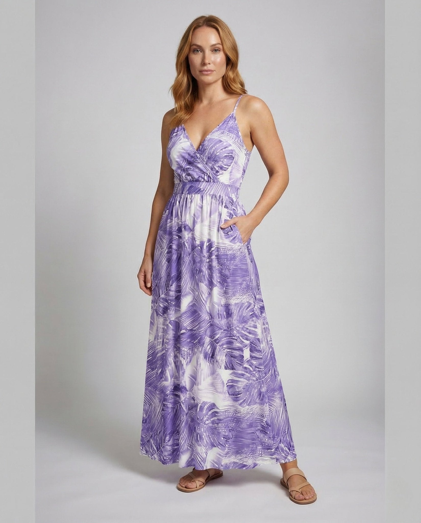 Women's Maxi Dress Spaghetti Straps Wrap Top Empire - Chichicherry